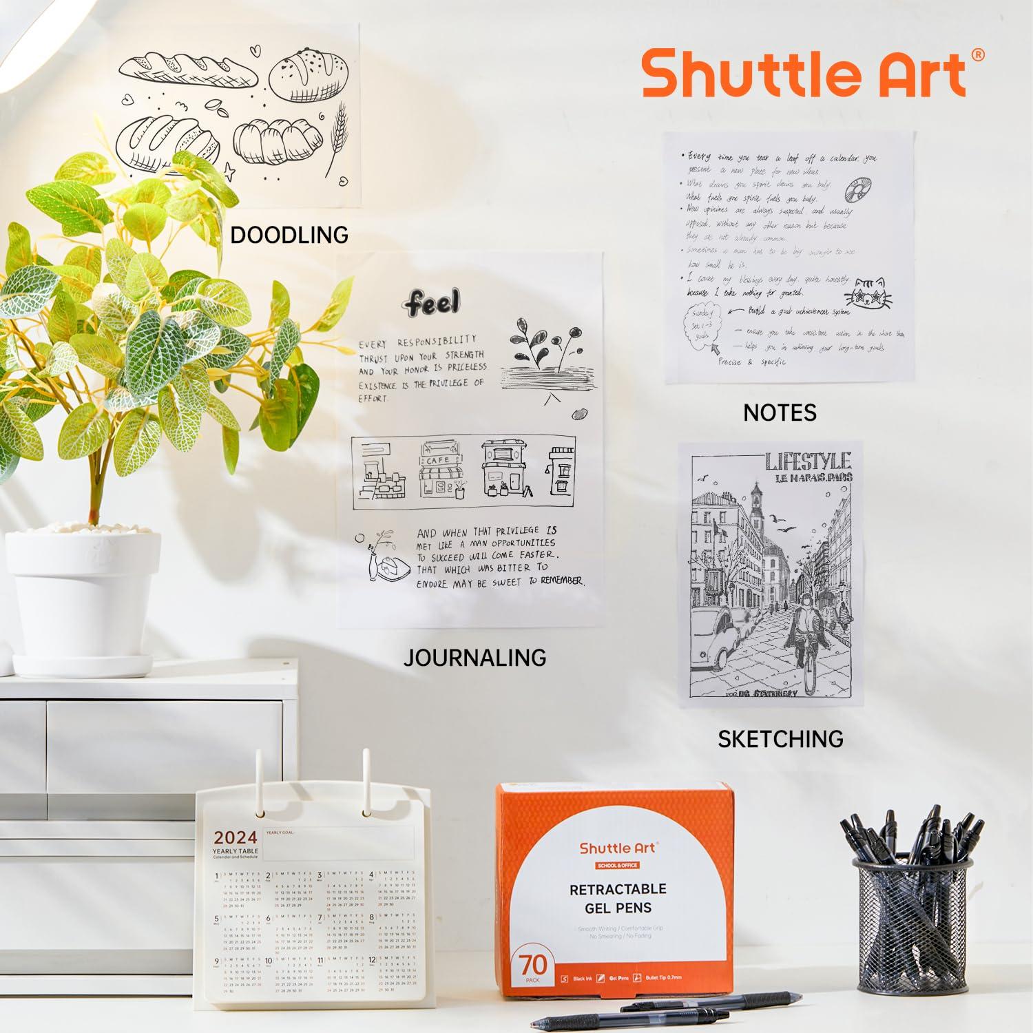 Shuttle Art Black Gel Pens, 70 Pack Retractable Medium Point Rollerball Gel Ink Pens Smooth Writing with Comfortable Grip for Office School Home Work - Image 5