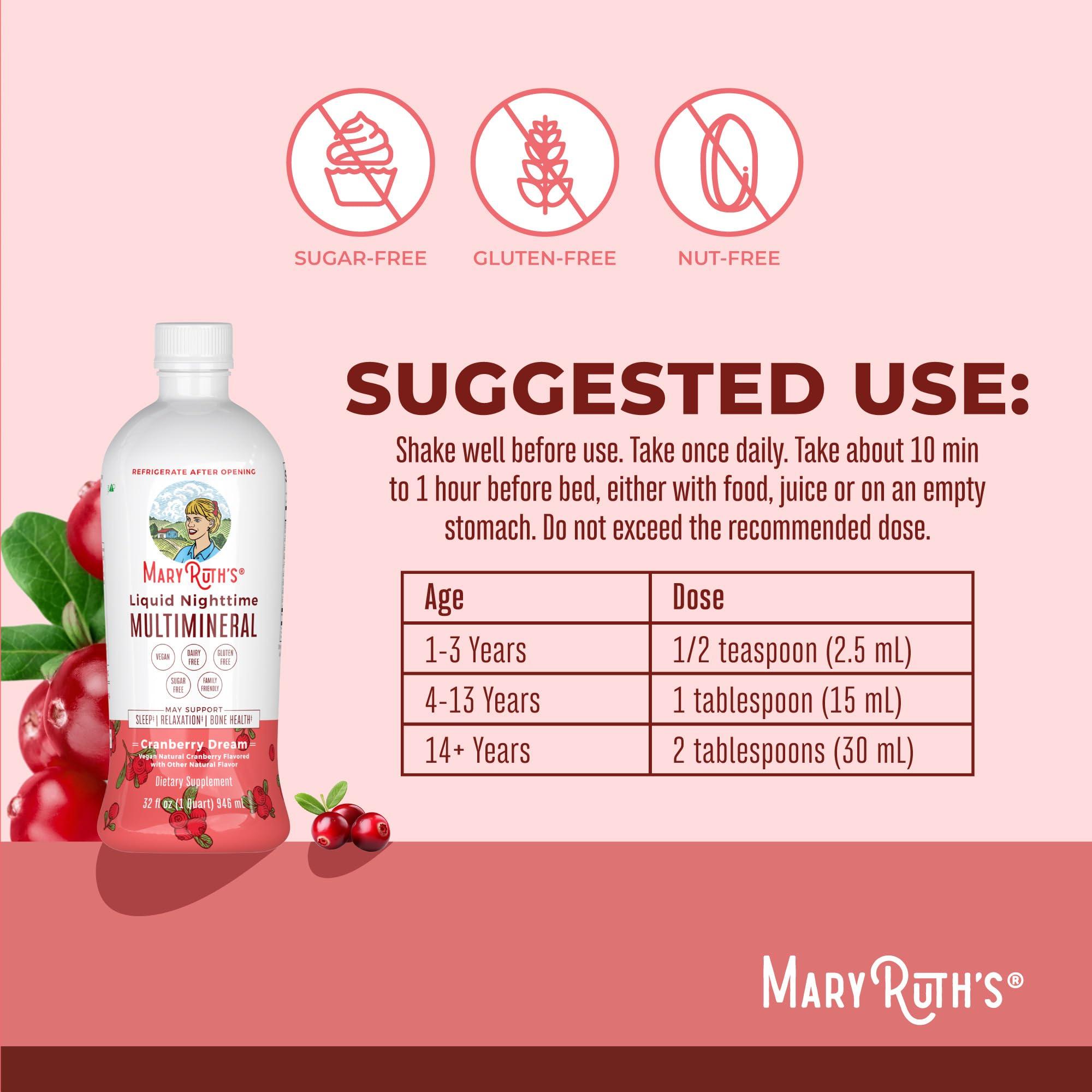 MaryRuth's Liquid Morning Multivitamin (Fruit Punch) & Liquid Nighttime Multimineral (Cranberry) | Clean Label Project Verified® | Vegan Vitamins for Energy, Bedtime, & Overall Health - Image 5