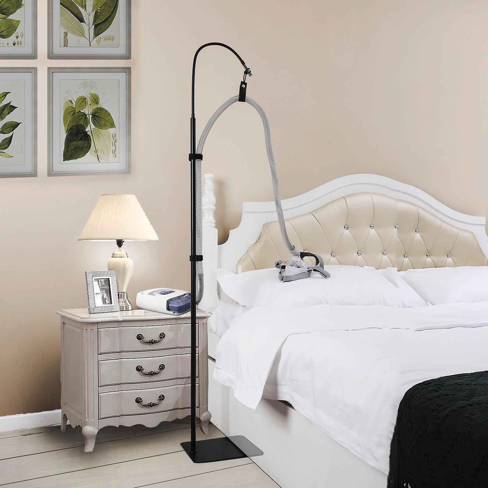 CPAP Hose Holder for Bed with Adjustable Height and Angle, CPAP Tube Holder can Avoid Hose Entanglement, CPAP Hose Hanger Material is Anti-Rust Alloy, Black