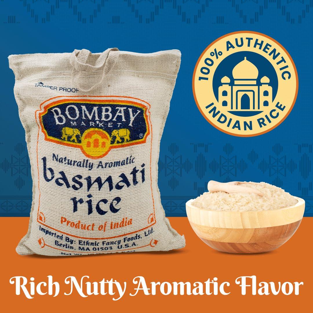 Bombay Market White Basmati Rice - Aromatic & Nutty Flavor Basmati Rice - Long Grain Rice Basmati (10 Pound Bag) - Image 3