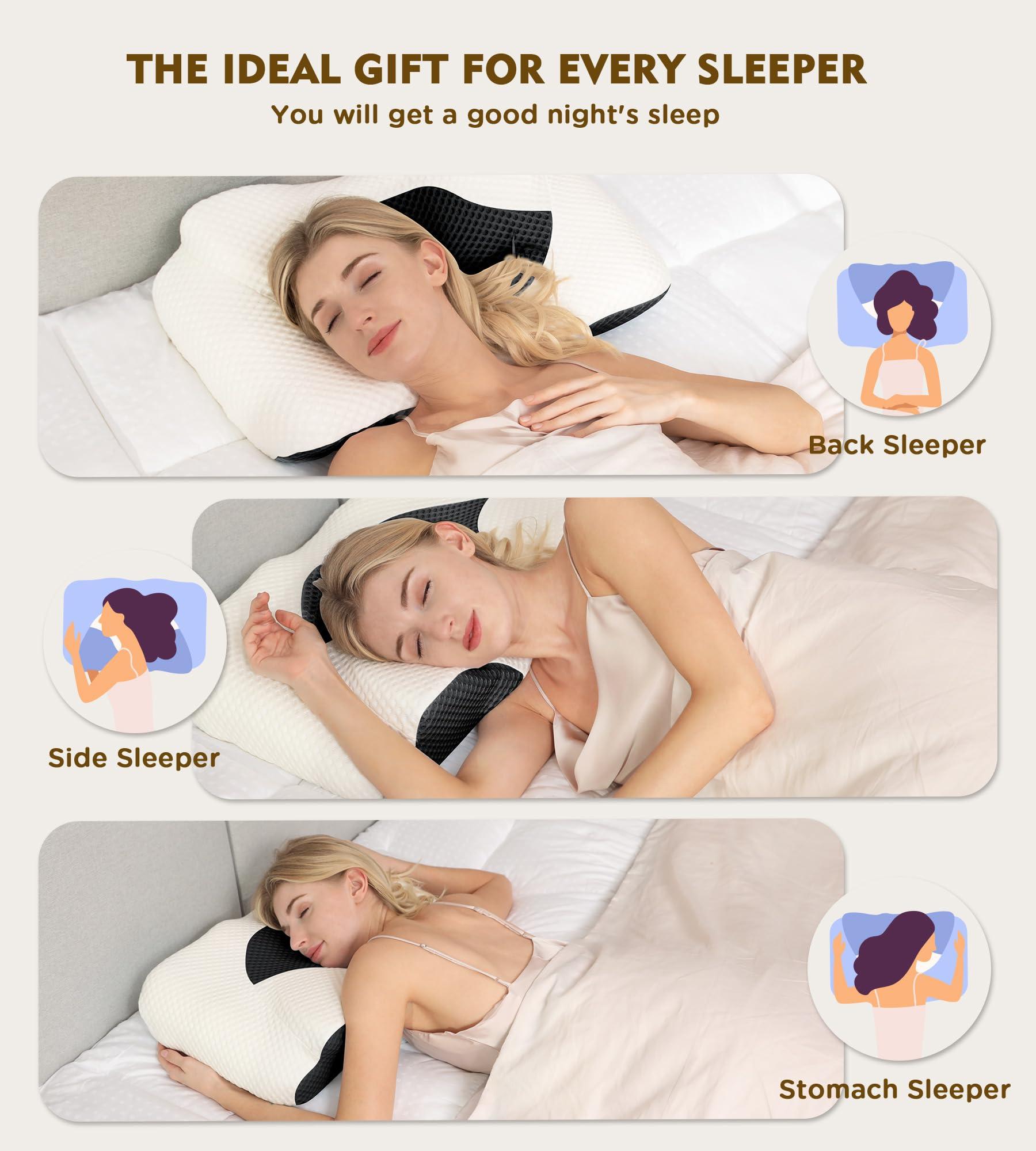 Osteo Cervical Pillow for Neck Pain Relief, Hollow Design Odorless Memory Foam Pillows with Cooling Case, Adjustable Orthopedic Bed Pillow for Sleeping, Support for Side Back Sleepers - Image 7