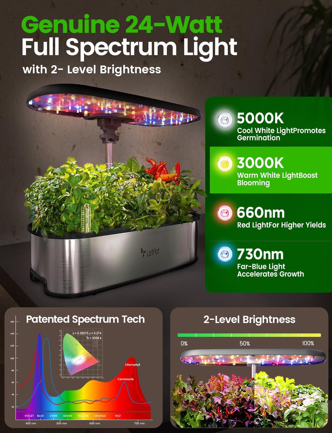 LetPot LPH-SE Hydroponics Growing System, 12 Pods Smart Herb Garden Kit Indoor, Indoor Garden, APP & WiFi Controlled, with 24W Growing LED, 5.5L Water Tank, Pump System, Automatic Timer - Image 4