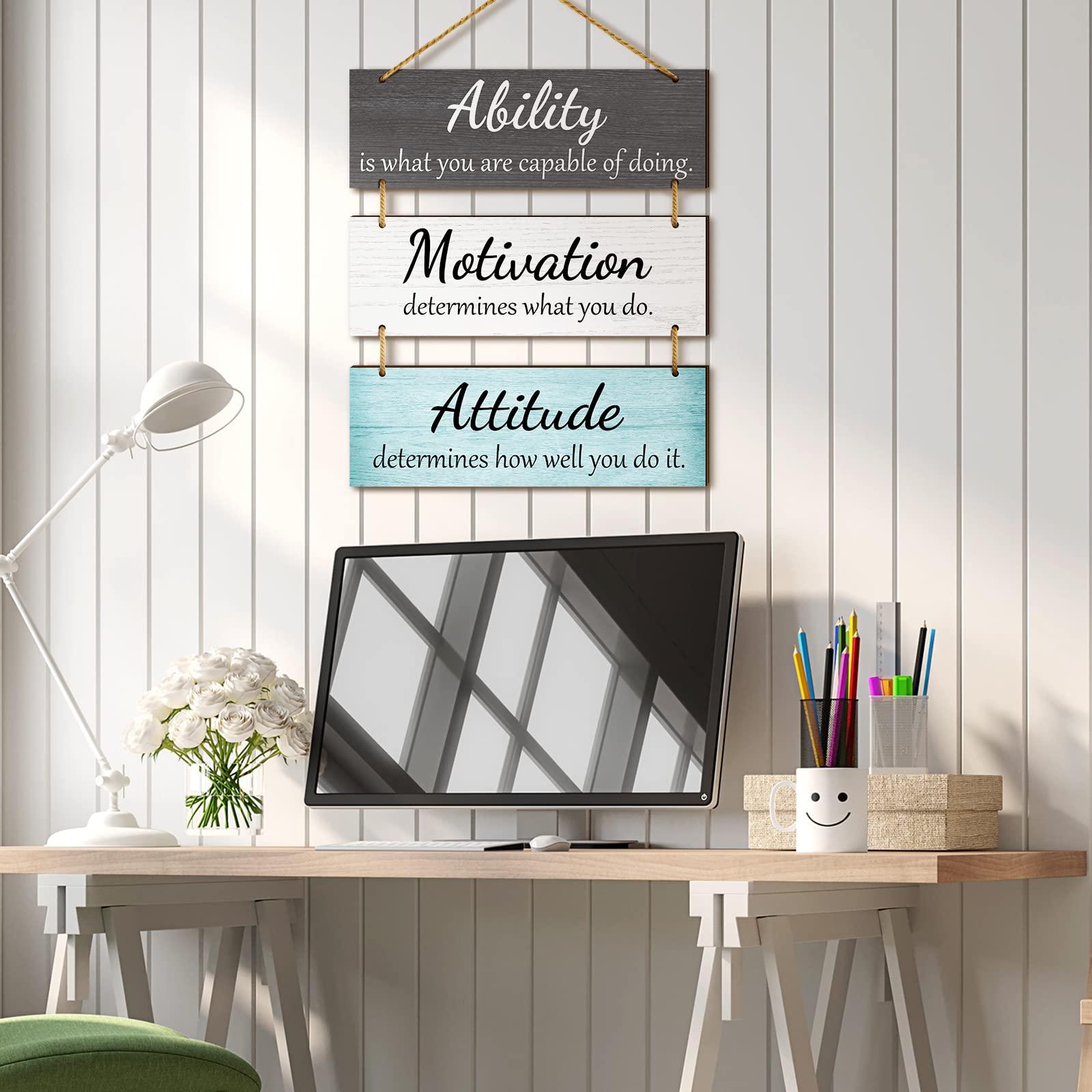 Jetec Office Wall Decor Inspirational Rustic Motivational Plaques with Sayings Wooden Hangings Ability Sign Bathroom for Home Office Art Decoration(Fresh Color) - Image 5