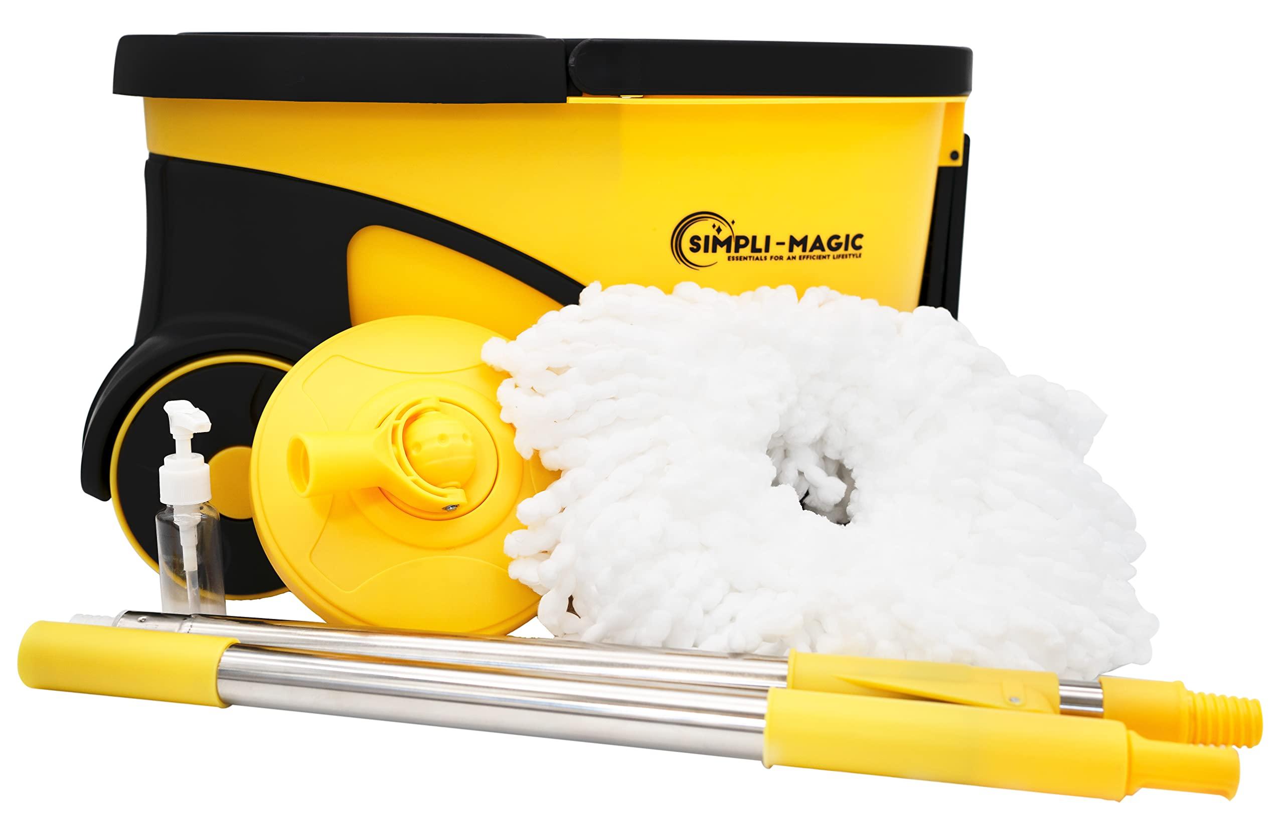 Deluxe Stainless Steel Rolling Spin Mop System with Replacement Microfiber Mop Heads – Walkable with Wheels - Suits All Floor Types - Multipurpose Home Use - Image 3