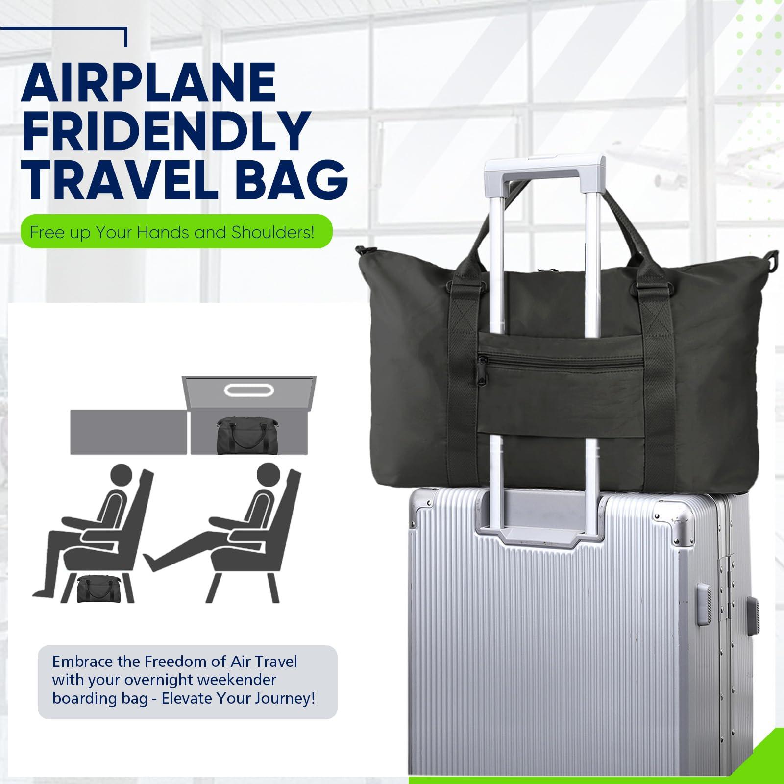 Travel Duffle Bag, Weekender Travel Bag Men Small Gym Bag for Women, Hospital Bag for Labor and Delivery, Overnight Bag Luggage Bag with Trolley Sleeve, Airplane Travel Essentials for Flying(Black) - Image 5