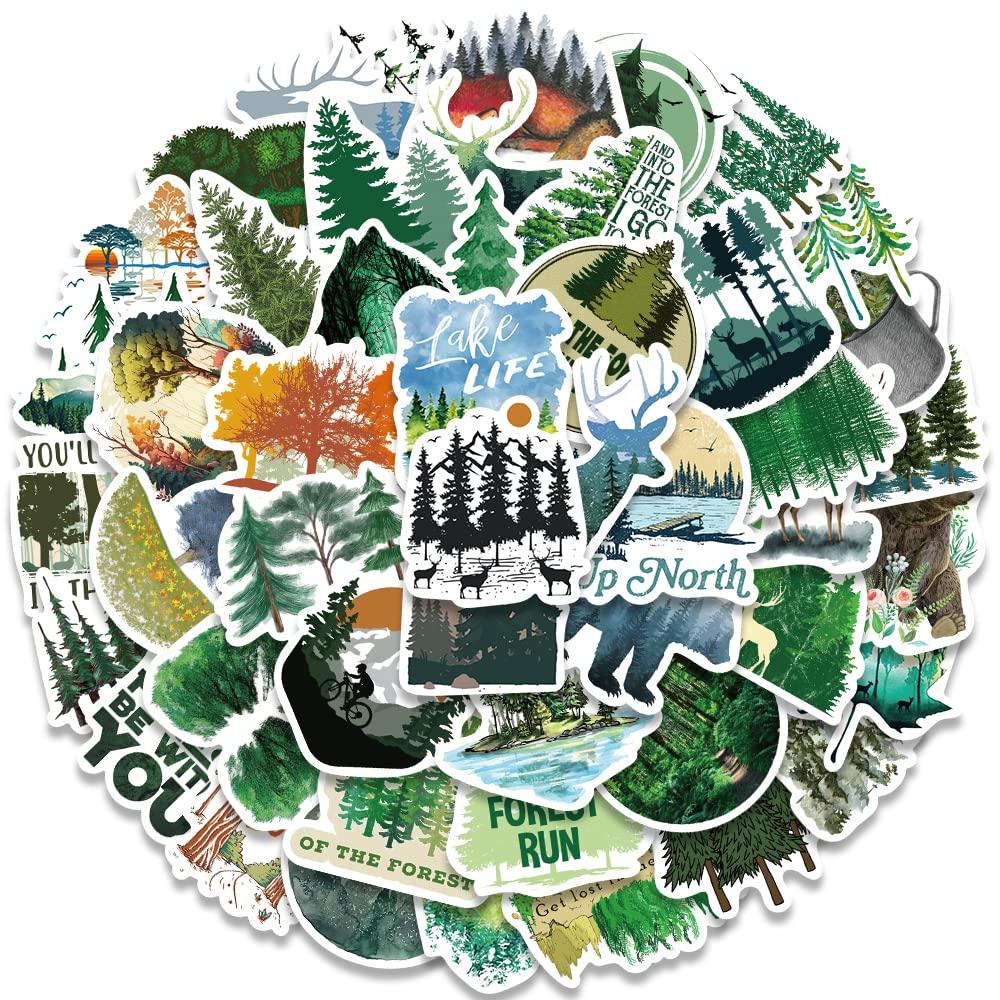 Forest Stickers, Adventure Aesthetic Outdoor Stickers Bulk, 50Pcs Waterproof Vinyl Nature Stickers for Water Bottles Laptop Scrapbook, Forest Trees Animals Stickers for Kids Teens (Forest) - Image 7