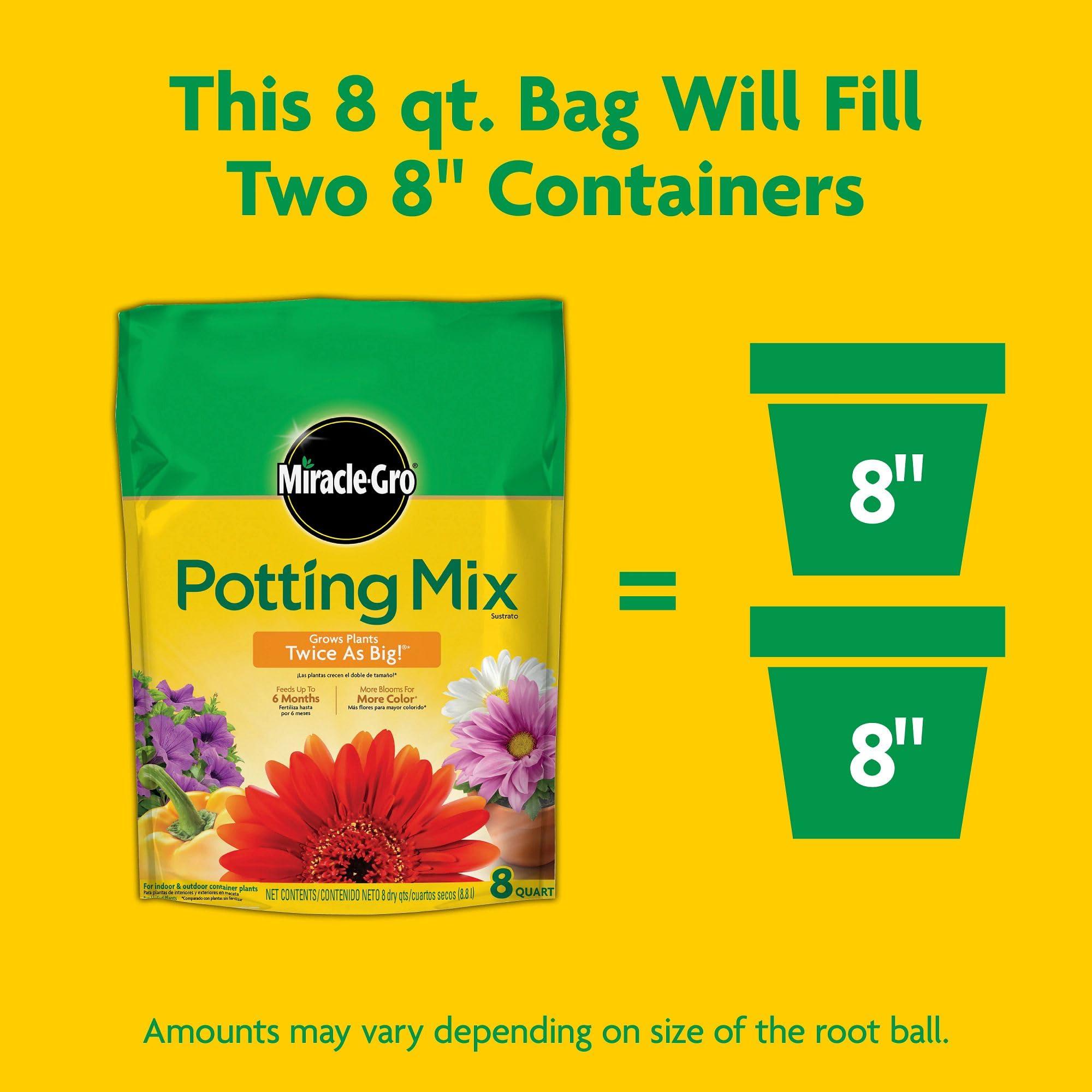 Miracle-Gro Potting Mix, For Container Plants, Flowers, Vegetables, Shrubs, Annuals, Perennials, Feeds up to 6 Months, 8 qt., 2-Pack - Image 6