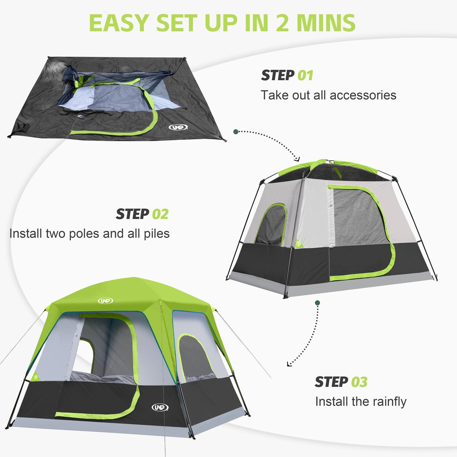 UNP 2/4/6/8 Person Tent, Portable Cabin Tent, Camping Tent 4-Person Easy Set Up, Waterproof with Top Rainfly for Outdoor Camping/Hiking - Image 5