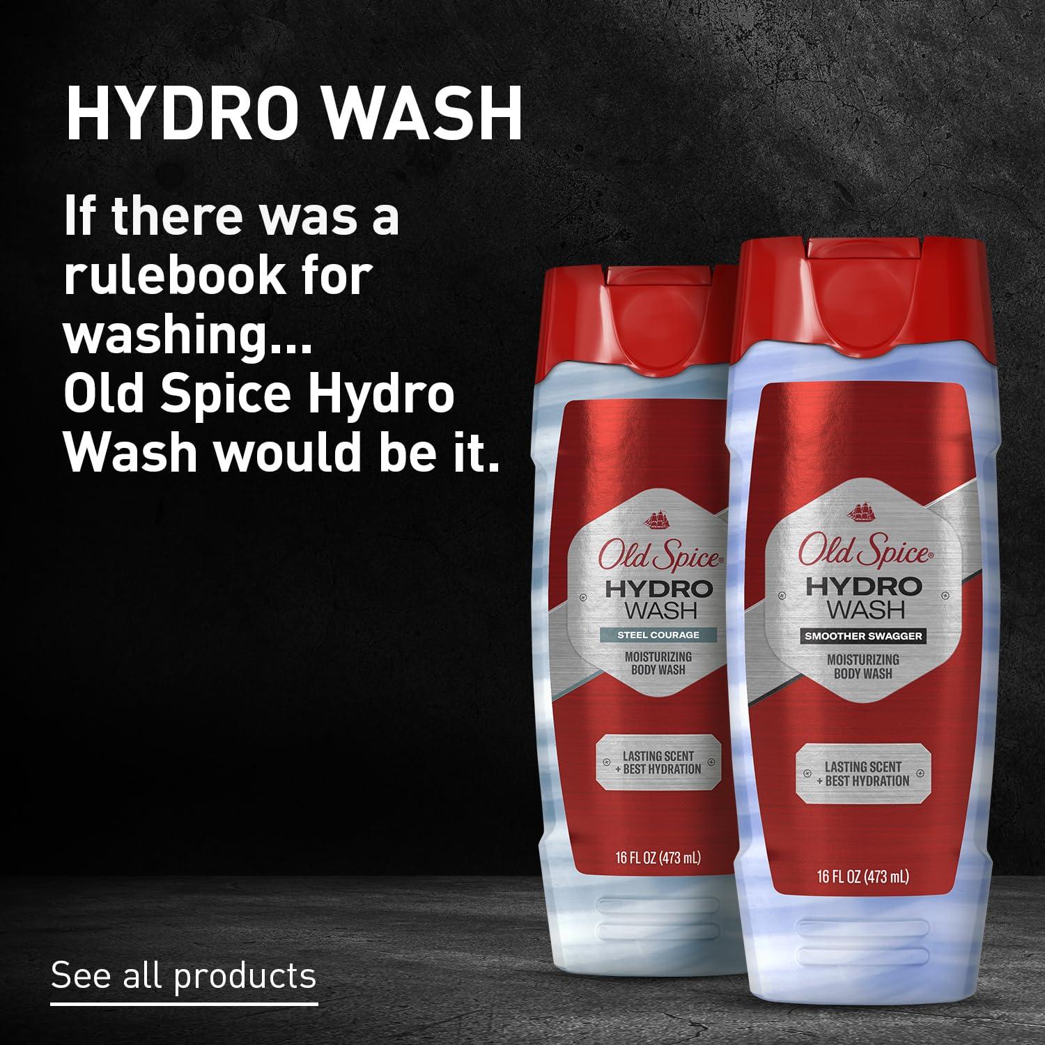 Old Spice Moisturizing Body Wash for Men, Hydro Wash, 2-in-1 Long Lasting Scent & Deep Hydration, 24/7 Shower Fresh, Smoother Swagger Scent, 16 oz (Pack of 4) - Image 11