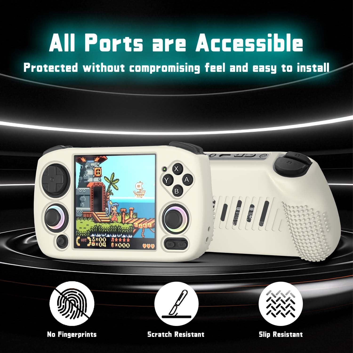 FIOPAZ for Anbernic RG CubeXX Skin Case, Soft Silicone Protective for RG CubeXX Retro Handheld Game Console Only, Drop and Scratch Resistant Washable for RGcubeXX Cover with Lanyard, Off-White - Image 3
