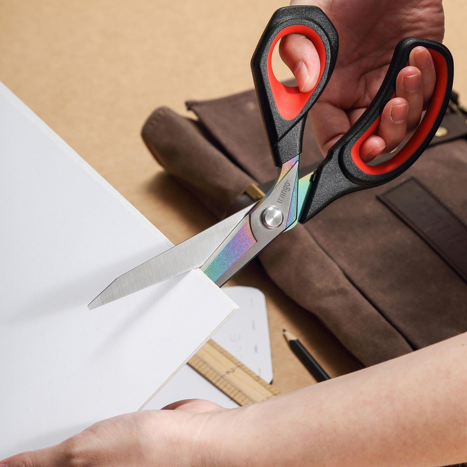 LIVINGO Fabric Scissors Heavy Duty - 9.5 Inches Professional Titanium Coated Forged Stainless Steel Sharp Bent Shears for Sewing Crafting Cutting Cloth, Felt, Leather, Paper - Image 5