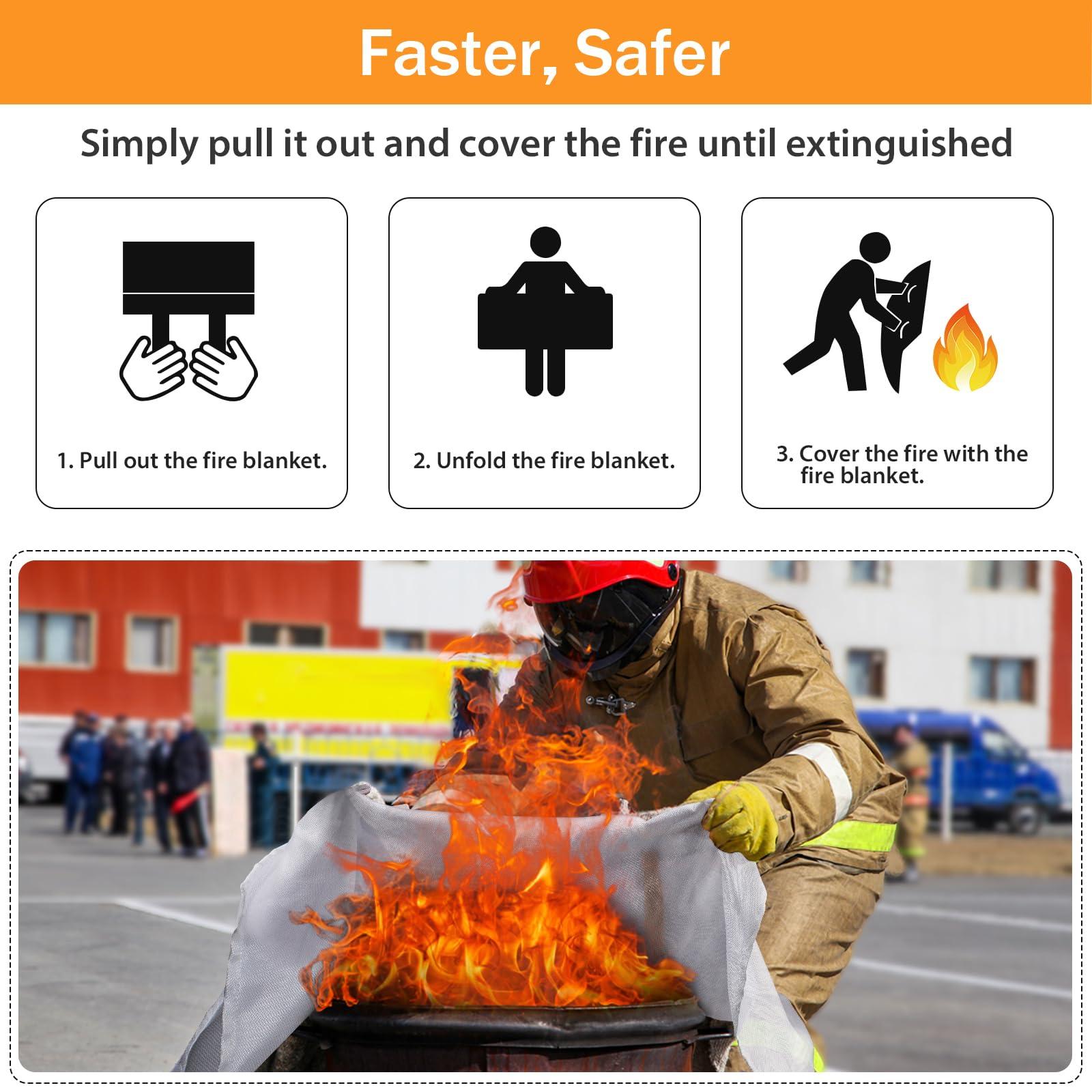 Emergency Fire Blanket for Home Kitchen - KANHIRO Fiberglass Fire Suppression Blanket Great for School, Fireplace, Grill, Car, Office, Warehouse (4 Pack, 39 in X 39 in) - Image 4