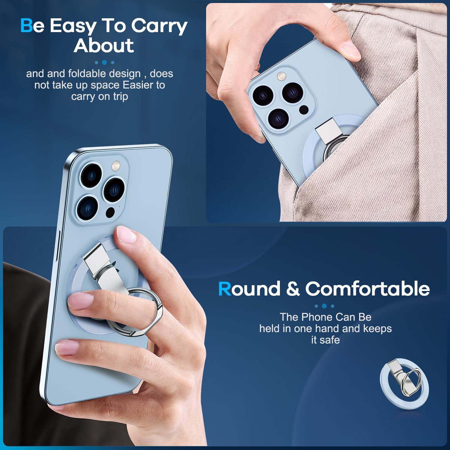 Lokyoo Magnetic Phone Ring Holder for MagSafe, Magnet Finger Ring Grip Stand Holder, Compatible with iPhone, and Smartphones, MagSafe Accessories-Blue - Image 5
