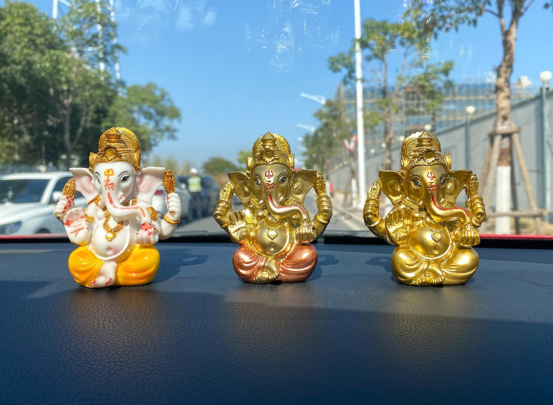 alikiki Hindu God Lord Ganesha Staue - India God Ganesh Idol for Car Dashboard Decor Birthday Gifts for Indian Man Women Home Mandir Temple Pooja Item Diwali Puja Gifts Yoga Room Altar Decor - Image 6