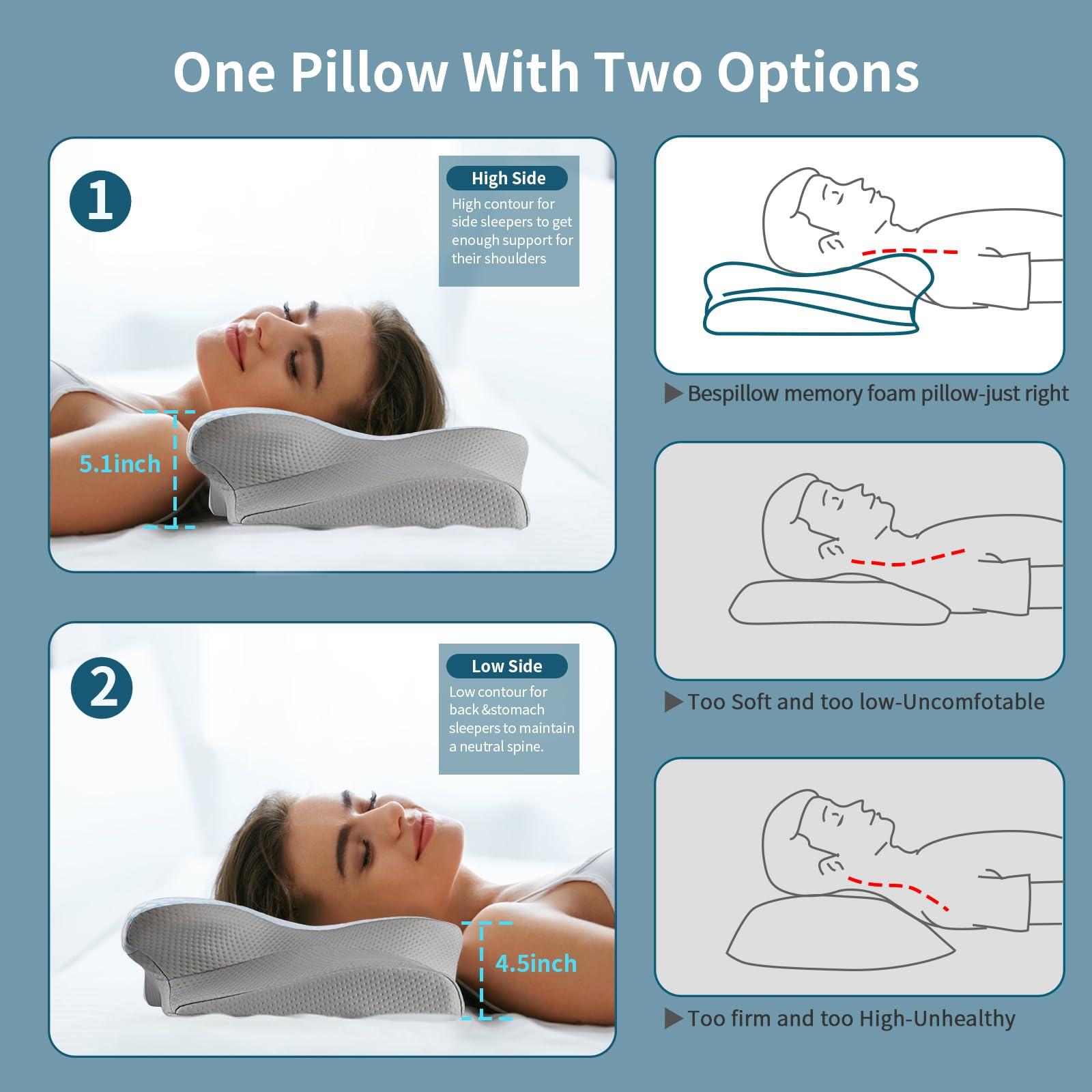 Neck Pillow Cervical Memory Foam Pillows for Pain Relief Sleeping, Contour Pillow for Shoulder Pain, Ergonomic Orthopedic Bed Pillow for Side, Back & Stomach Sleepers with Breathable Pillowcase - Image 5
