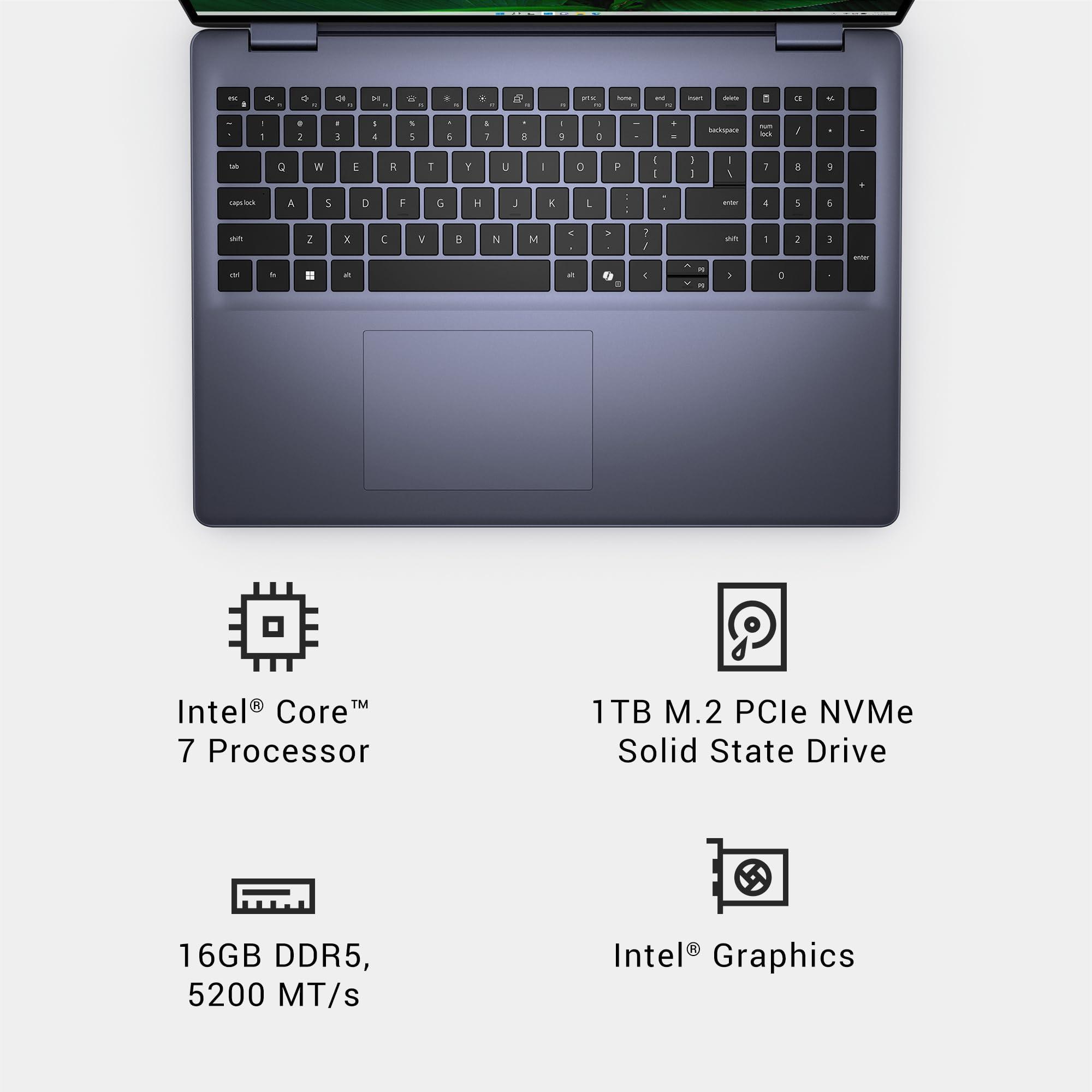 Dell Inspiron 16 5640 Laptop - 16.0-inch 16:10 FHD+ (1920 x 1200) Display, Intel Core 7-150U Processor, 16GB DDR5 RAM, 1TB SSD, Intel Graphics, Windows 11 Pro, Onsite & Migrate Service - Midnight Blue - Image 13