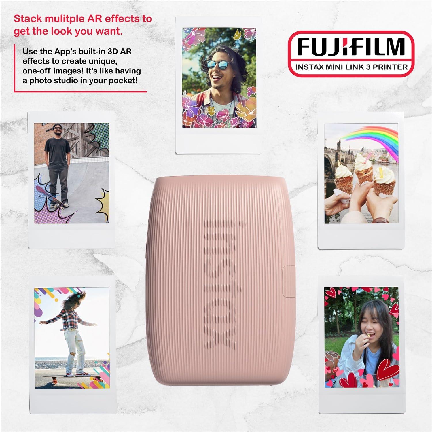 FUJIFILM INSTAX Mini Link 3 Smartphone Printer Bundle with Fujifilm Instax Mini Film (20 Sheets), Hanging Photo Frames, Table top Photo Frame for Mini Film (Rose Pink) - Image 4