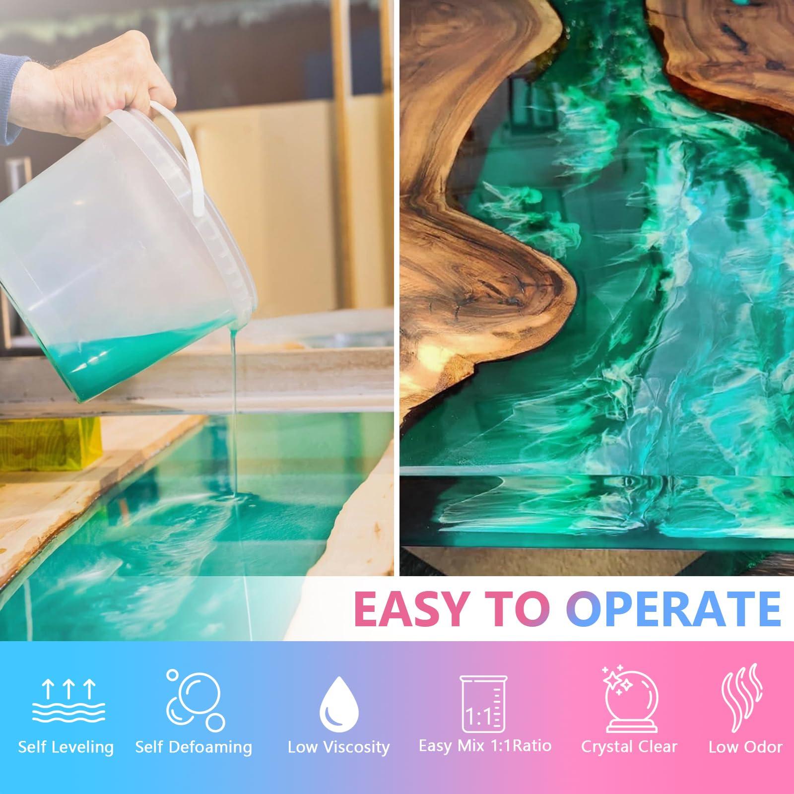 KISREL Epoxy Resin 2Gallon - Crystal Clear Epoxy Resin Kit - No Yellowing No Bubble Art Resin Casting Resin for Art Crafts, Jewelry Making, Wood & Resin Molds(1 Gallon x 2) - Image 3