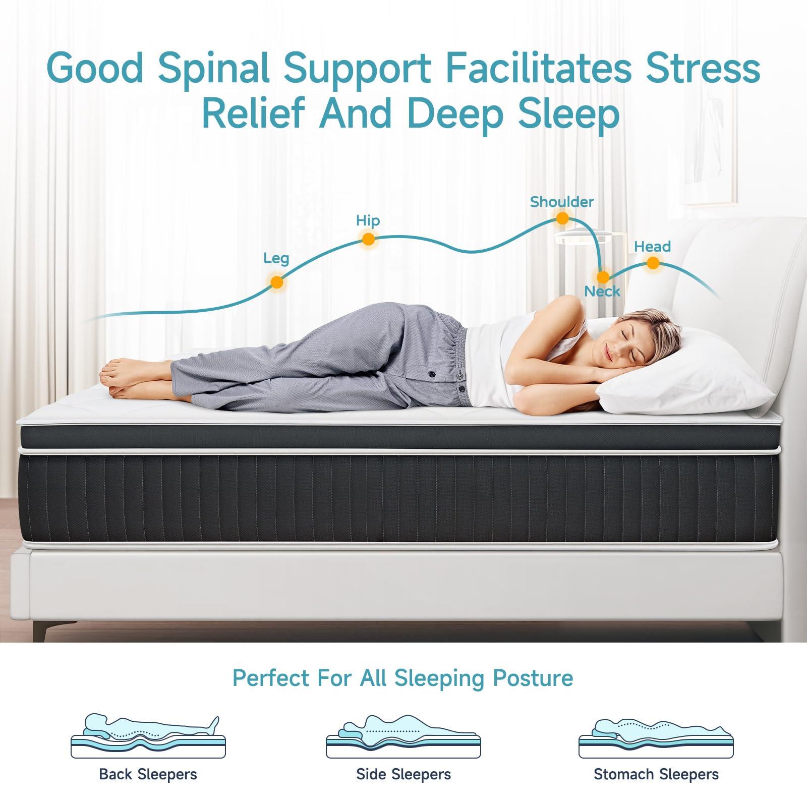 SIMARTH King Mattress, 12 Inch King Size Hybrid Mattresses in a Box Upgrade Strengthen, Gel Memory Foam King Mattress Made of Individually Pocketed Springs for Support & Pressure Relief, Medium Firm - Image 5