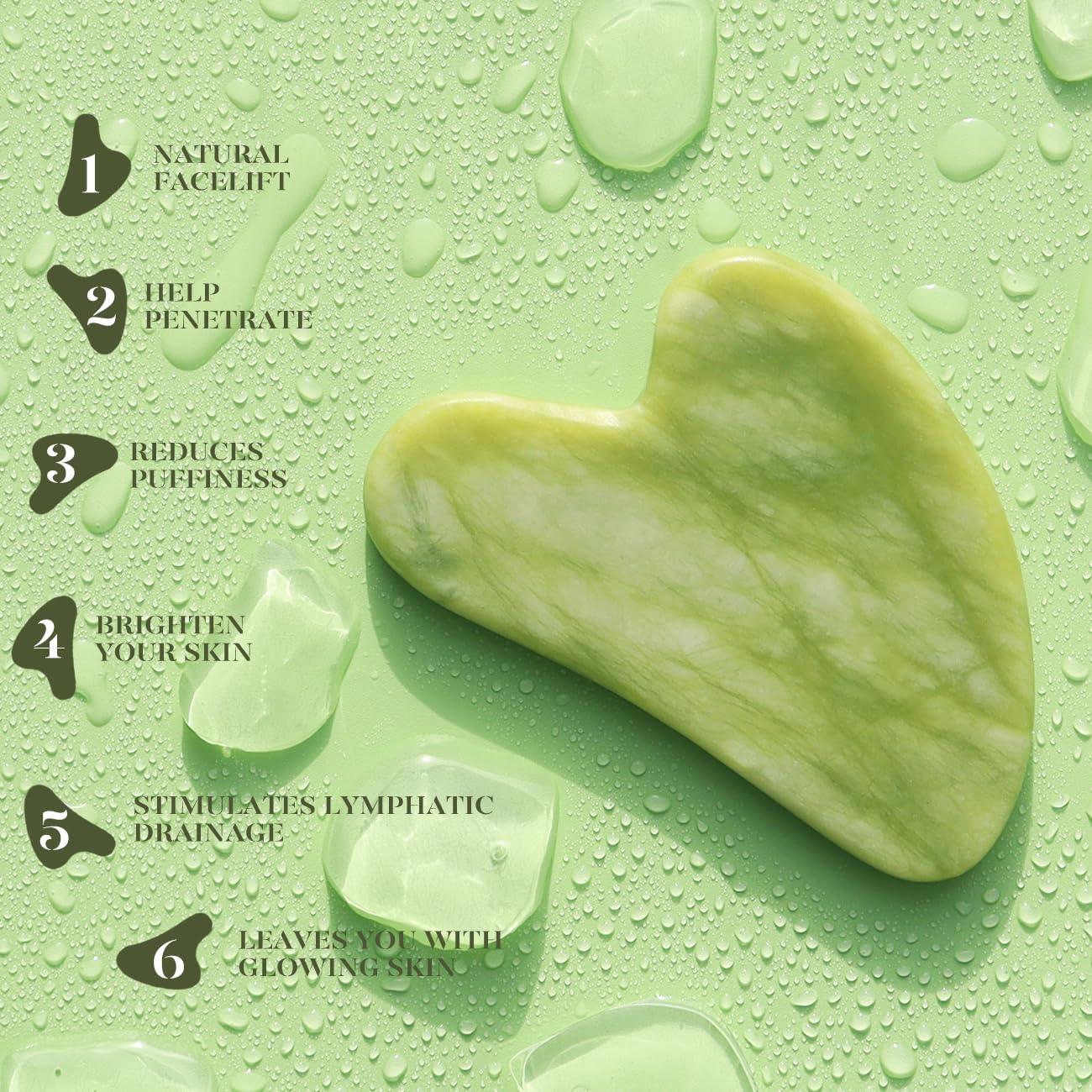 BAIMEI IcyMe Gua Sha & Jade Roller Facial Tools Face Roller and Gua Sha Set for Puffiness and Redness Reducing Skin Care Routine, Self Care Gift for Men Women - Green - Image 6