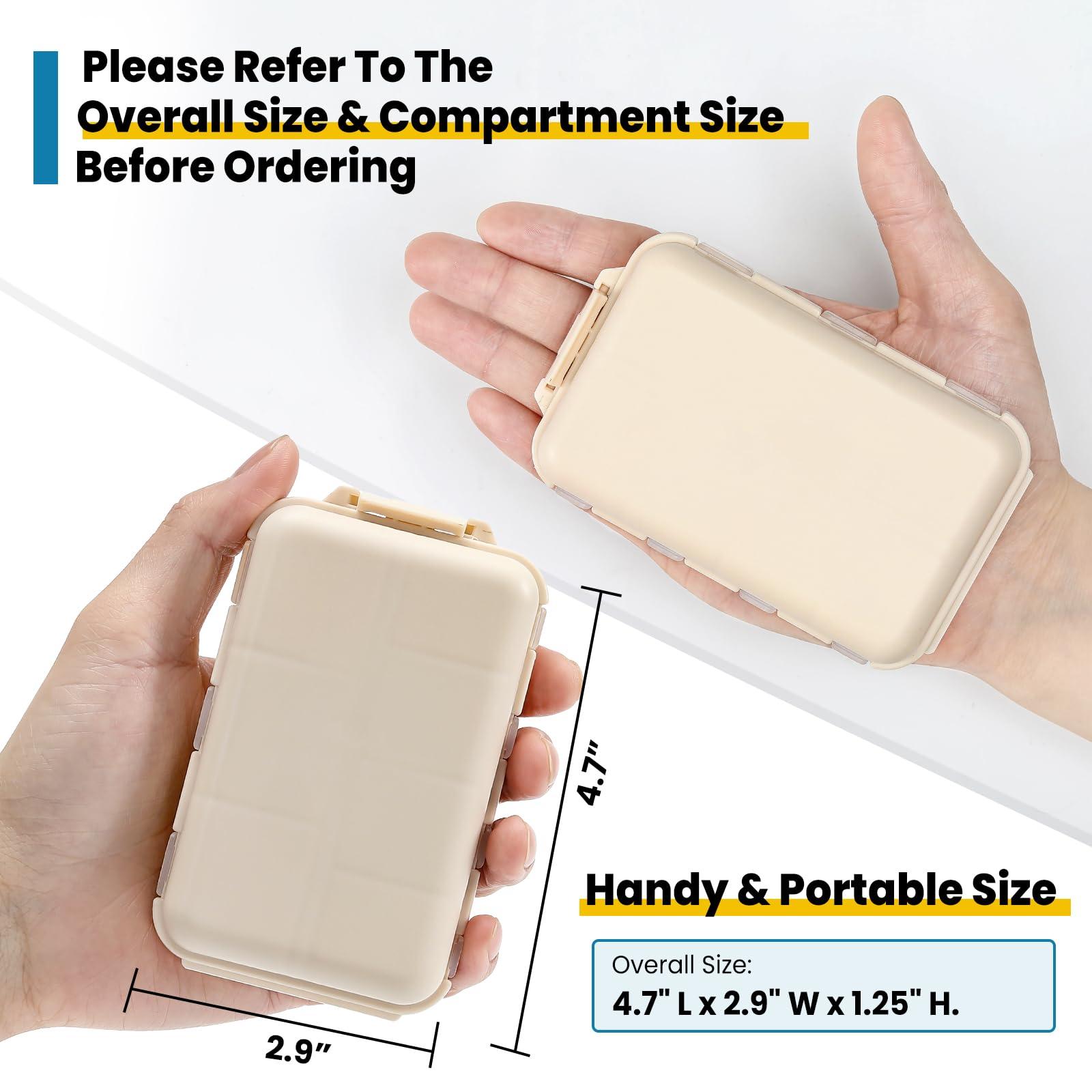 3 Pack, 14 GRIDS Travel Pill Organizer Box with Labels - Travel Medicine Case Kit - Pocket Daily Pharmacy Container - Travel Medication Holder Dispenser for Fish Oil Vitamin Supplement Storage - Image 3