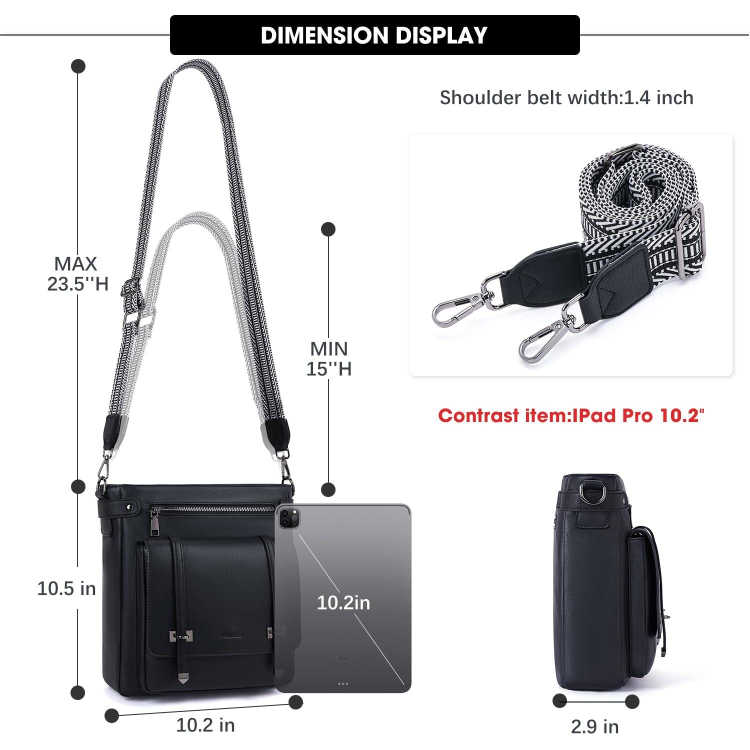 Roulens Crossbody Bags for Women,Multi Pocket Crossbody Purses Vegan Leather Shoulder Handbags Travel Purse Adjustable Strap - Image 6