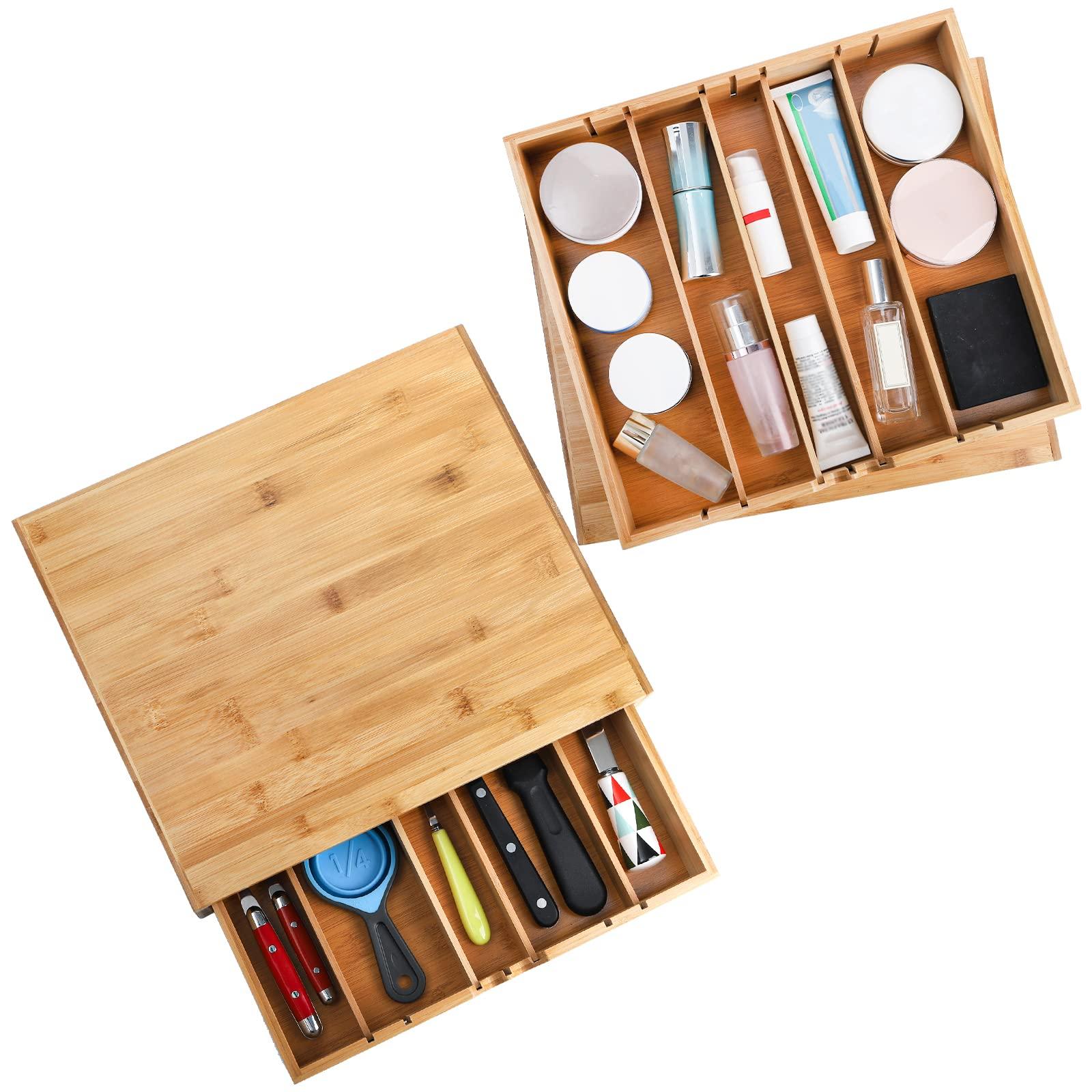 Peohud Bamboo Coffee Pod Drawer, Espresso Coffee Capsule Holder with 5 Adjustable Compartment, Tea Bag Storage Organizer for Kitchen Counter Office Coffee Station - Image 5