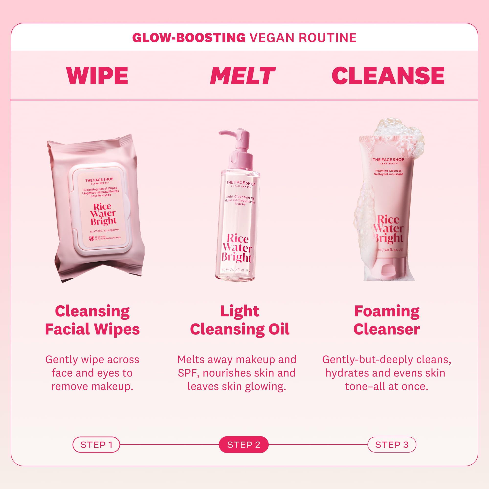 The Face Shop Rice Water Bright Light Facial Cleansing Oil, Daily Makeup Remover, Oil Cleanser, Vegan, Korean Skin Care with Jojoba Oil, Face Pore Cleanser, 150ml - Image 6