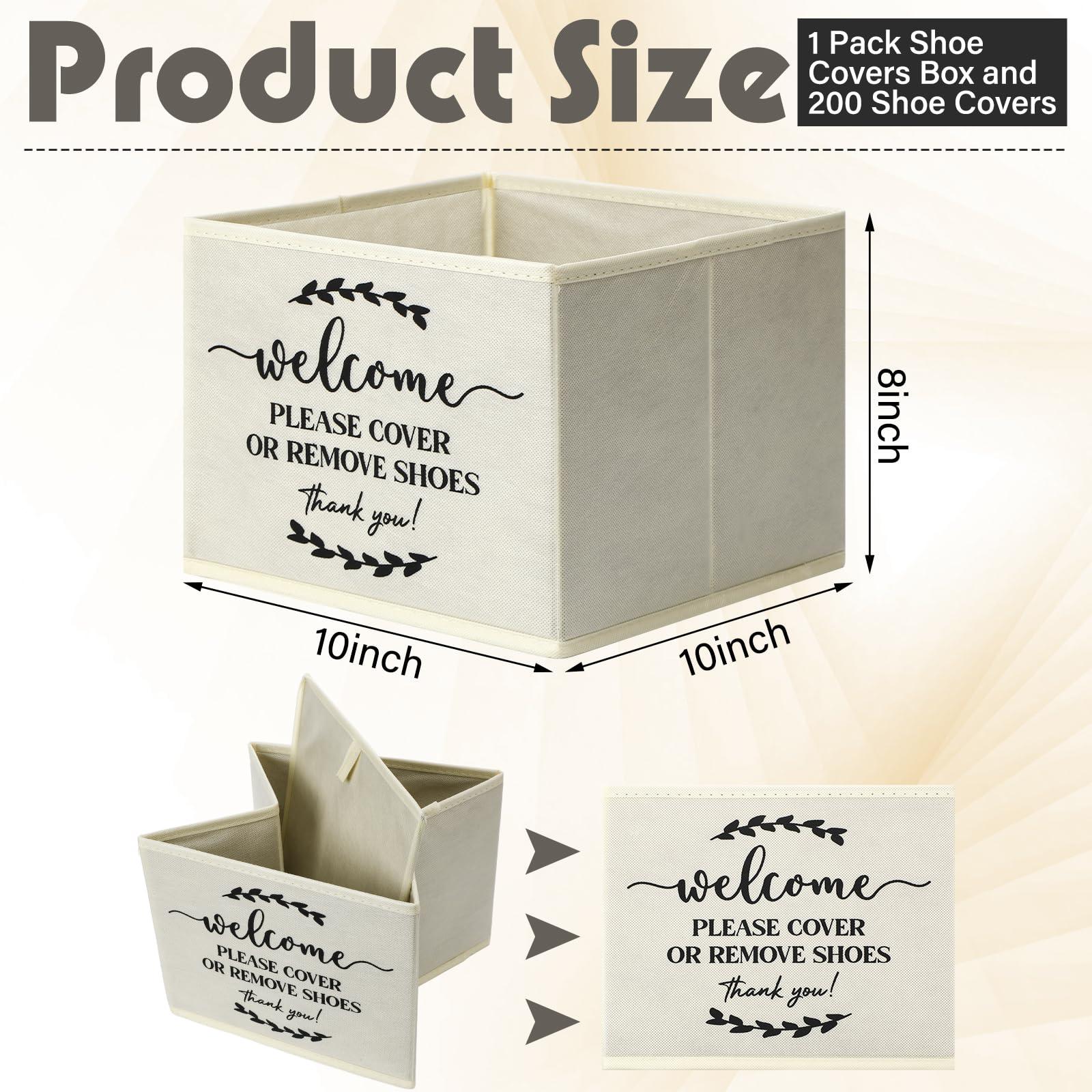 Suzile 200 Pack Disposable Shoe Covers with Dispenser Box Waterproof Disposable Non Slip Shoe Booties Foot Covers with Storage Box for Guests Indoor Open House Supplies(Beige) - Image 3