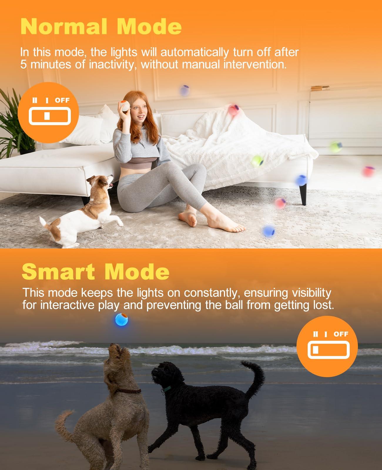 Xeuch LED Dog Ball Rechargeable, Light Up Dog Ball Toys, Bounce-Activated Durable Fetch Ball, Natural Rubber, Unique Scent, 2.5 inches, for Small & Medium Dogs (Orange) - Image 4