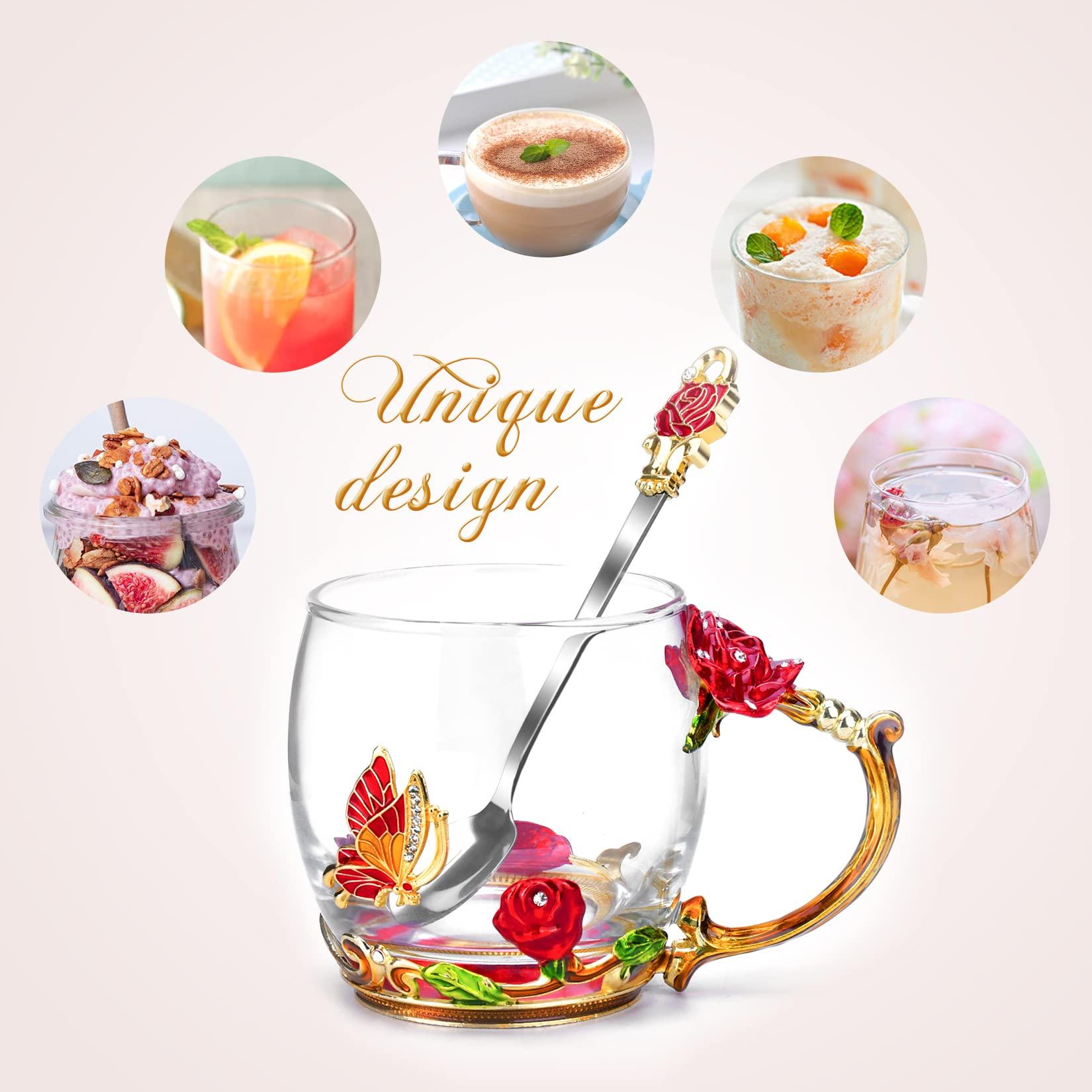 OEAGO Gifts for Mom Women Mothers Day Glass Coffee Enamels Mug Best Birthday Valentines Gifts for Her Girlfriend Wife from Daughter Son Valentine's Christmas Stocking Stuffers for Women Tea Cup - Image 5