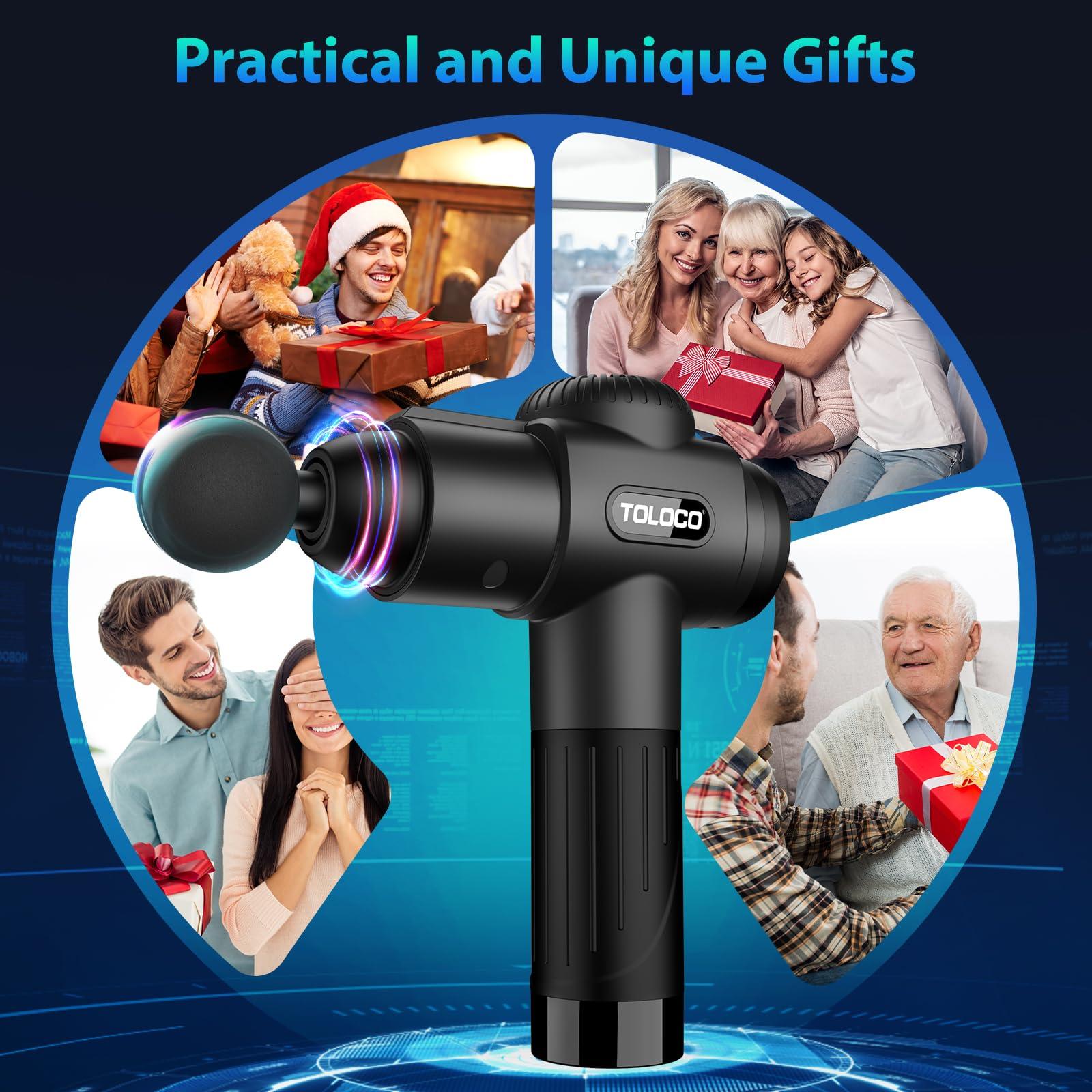 TOLOCO Massage Gun, Deep Tissue Back Massage for Athletes for Pain Relief, Percussion Massager with 10 Massages Heads & Silent Brushless Motor, Gifts for Fathers Day, Black - Image 8
