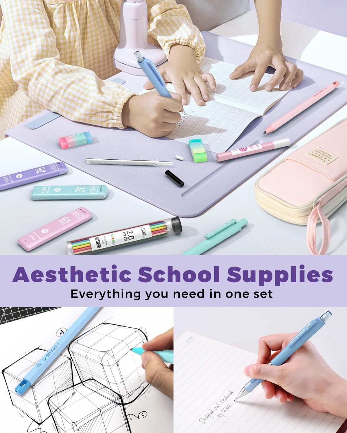Four Candies 36PCS Aesthetic School Supplies, Mechanical Pencils 0.5mm, 0.7mm, 0.9mm & 2.0mm with 624PCS Lead Refills, Cute Mechanical Pencils for Writing, Drawing & Drafting (Pink) - Image 7
