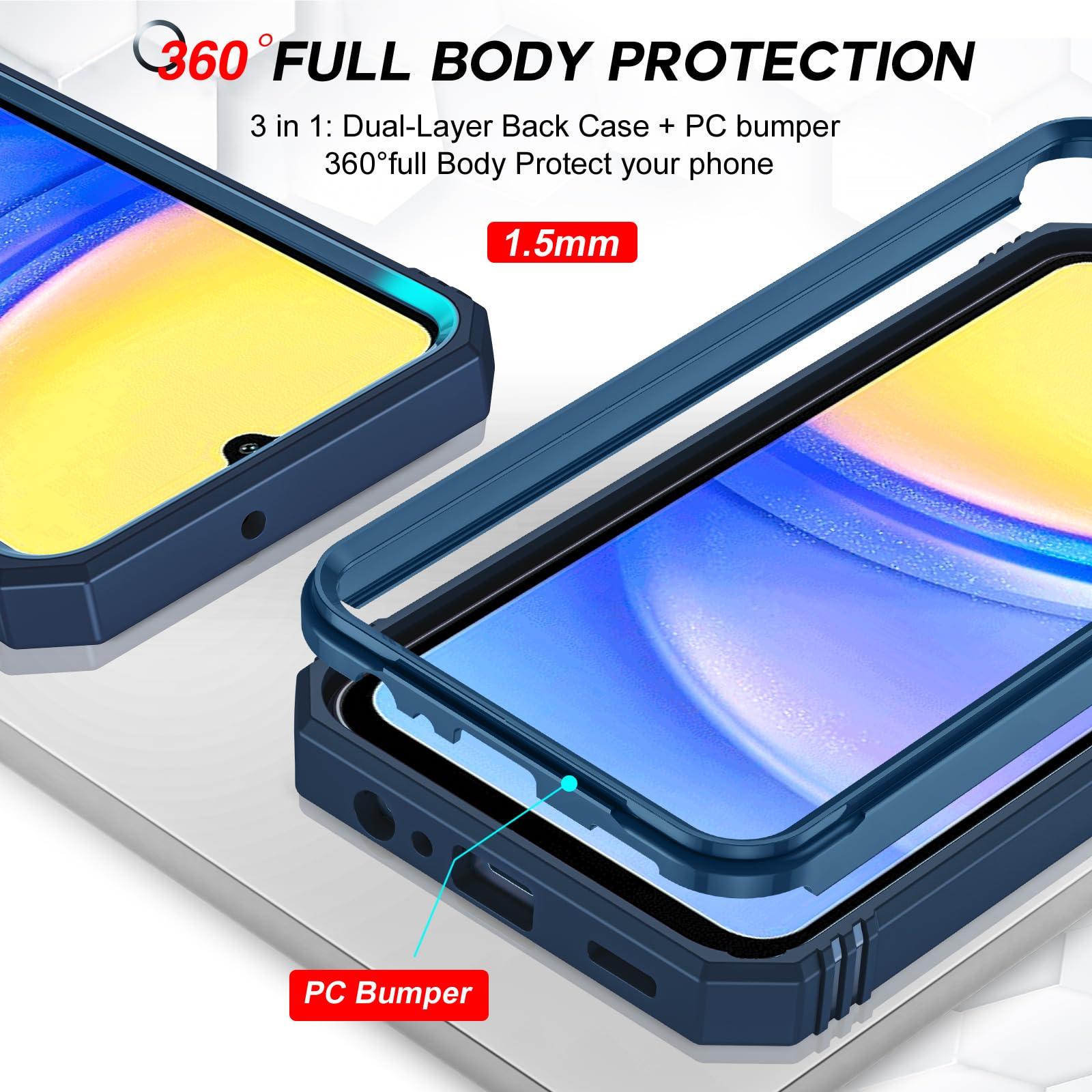 LeYi Cell Phone Case Cover Galaxy A15 5G and Screen Protector, Smartphone Case Galaxy A15 5G Cell Phone Accessories, Magnetic Stand, Shock Proof Funda para Smart A 15 5G, Blue - Image 6