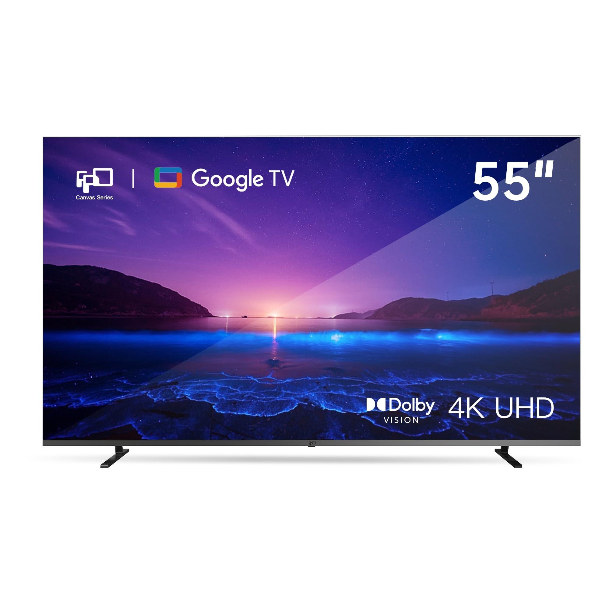 FPD Canvas-Series CG55-C1 55-inch Smart TV with Google TV, 4K UHD, HDR 10, Dolby Vision, Google Play, Google Cast Built-in, Stream Live TV, MEMC, 2024 Model, Dolby Atmos, Voice Remote