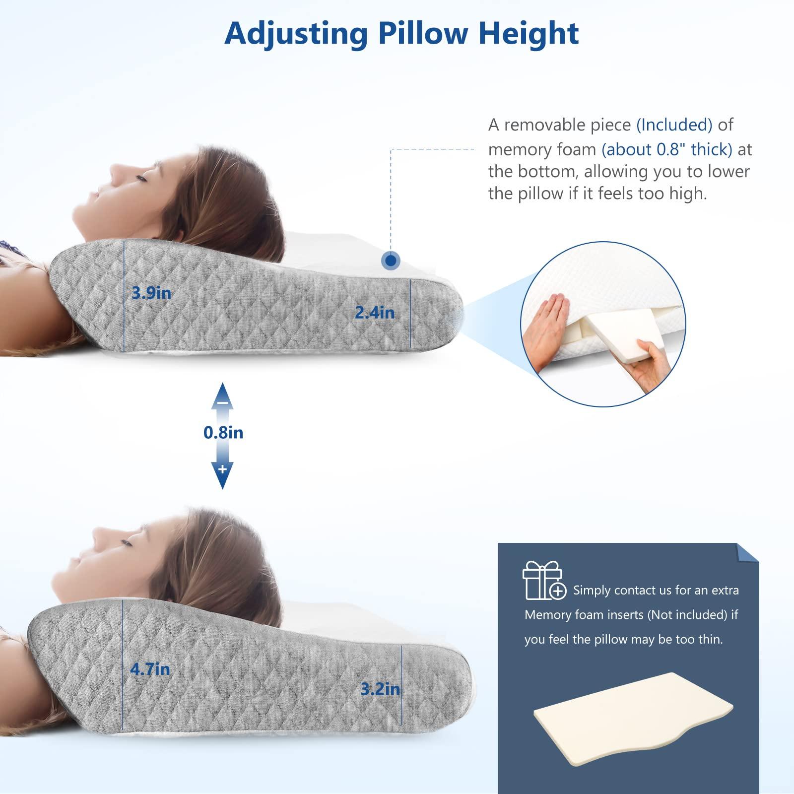 ZAMAT Contour Memory Foam Pillow for Neck Pain Relief, Adjustable Ergonomic Cervical Pillow for Sleeping, Orthopedic Neck Pillow with Washable Cover, Bed Pillows for Side, Back, Stomach Sleepers - Image 5
