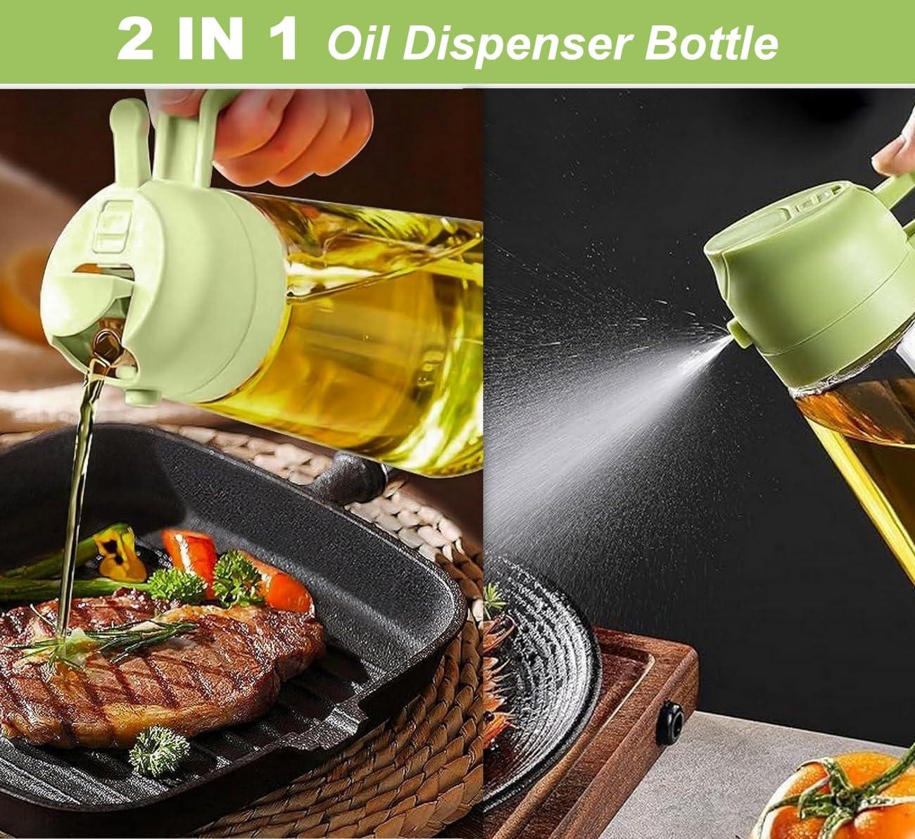 Oil Dispenser Bottle Glass Olive Oil Sprayer 2 Pcs: 2 in 1 Olive Oil Dispenser Bottle, Premium Oil Sprayer for Cooking, Glass Oil Spray Bottle for Air Fryer Salad BBQ Baking-470ml - Image 3