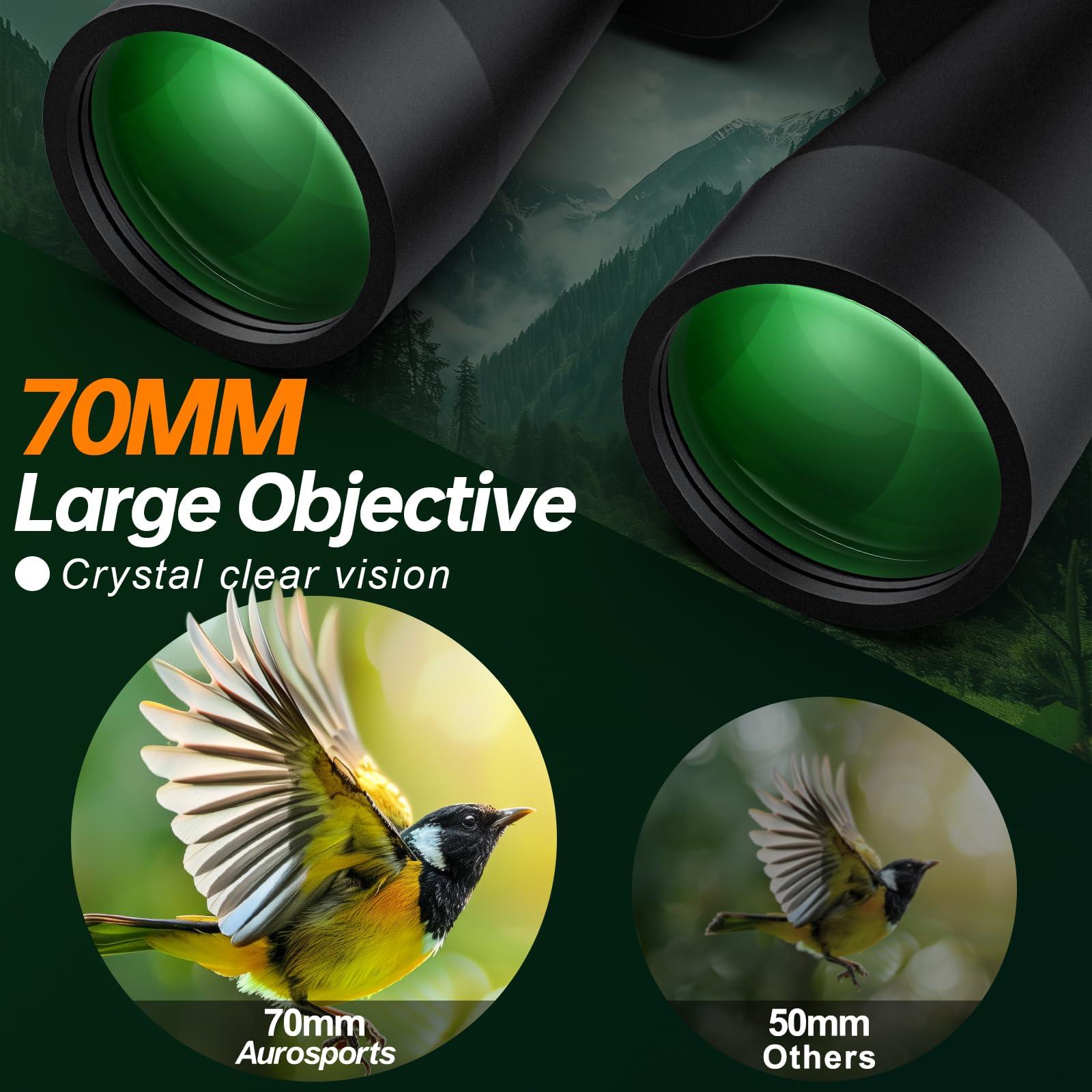 20x70 Binoculars for Adults High Powered - Aurosports HD Binoculars with Clear Low Light Vision - BAK4 Prism Large View for Bird Watching Hunting Travel Outdoor Sports Cruise - Image 4