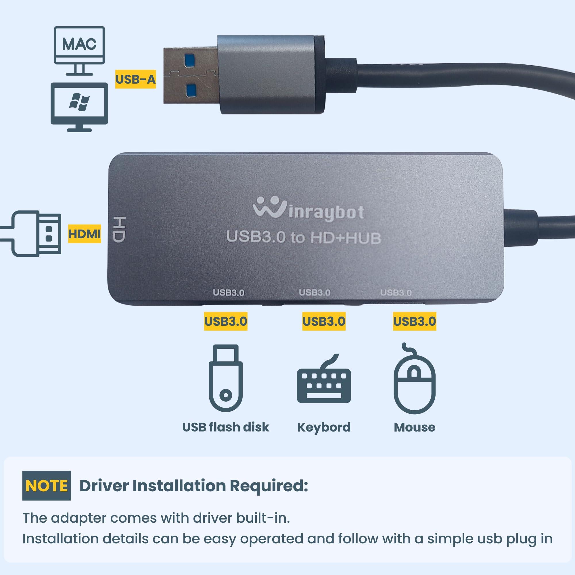 USB to HDMI Adapter,USB hub with HDMI,USB 3.0 to HD,HDMI to USB Adapter for Monitor,USB hub for Laptop with HD Supports Mac & Windows - Image 4