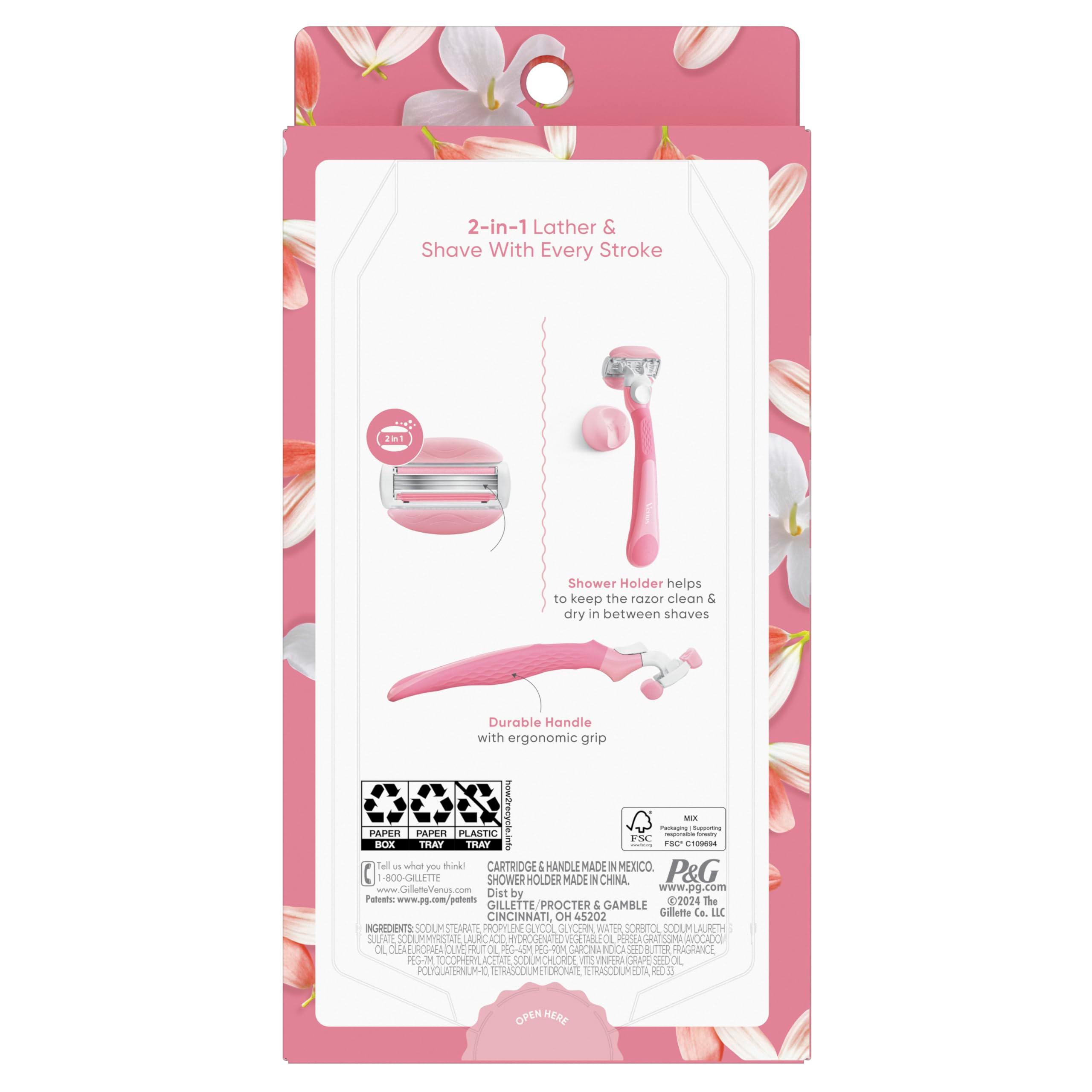 Gillette Venus ComfortGlide Razor for Women, White Tea Scented Gel Bars, Includes 1 Reusable Razor Handle + 2 Refills, Built-in Shave Gel Bars - Image 12