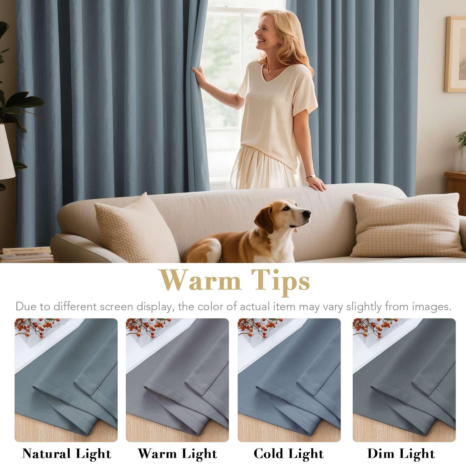 H.VERSAILTEX Stone Blue Blackout Curtains for Bedroom/Living Room 84 Inch Length 2 Panels Set - Thermal Insulated Room Darkening Grommet Top Blue Curtains(52 by 84 - Inch,Stone Blue) - Image 5