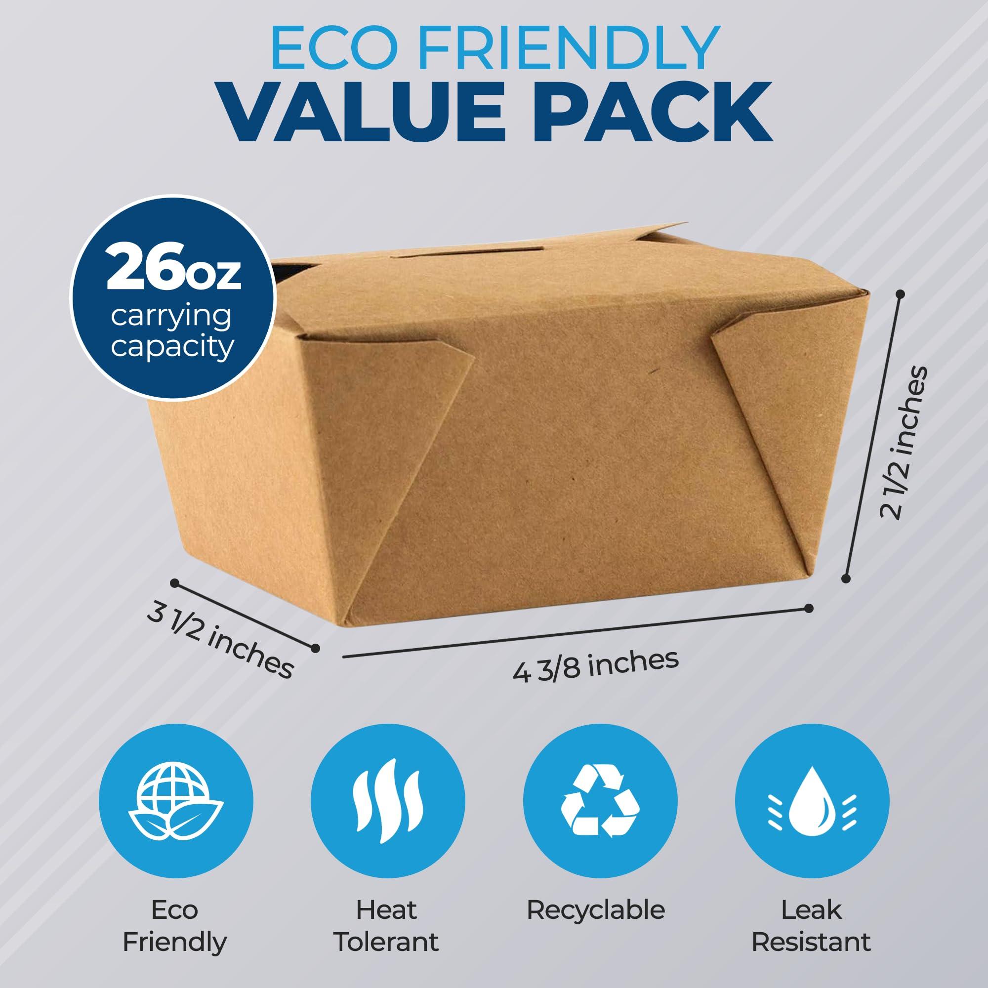 Paper To Go Boxes for Food [50 Pack - 30 Oz], Cardboard Take Out Food Containers Boxes | Kraft Fold Takeout Small Disposable Lunch Box Packaging, Chinese Take Home Away Containers Catering Deliveries - Image 2