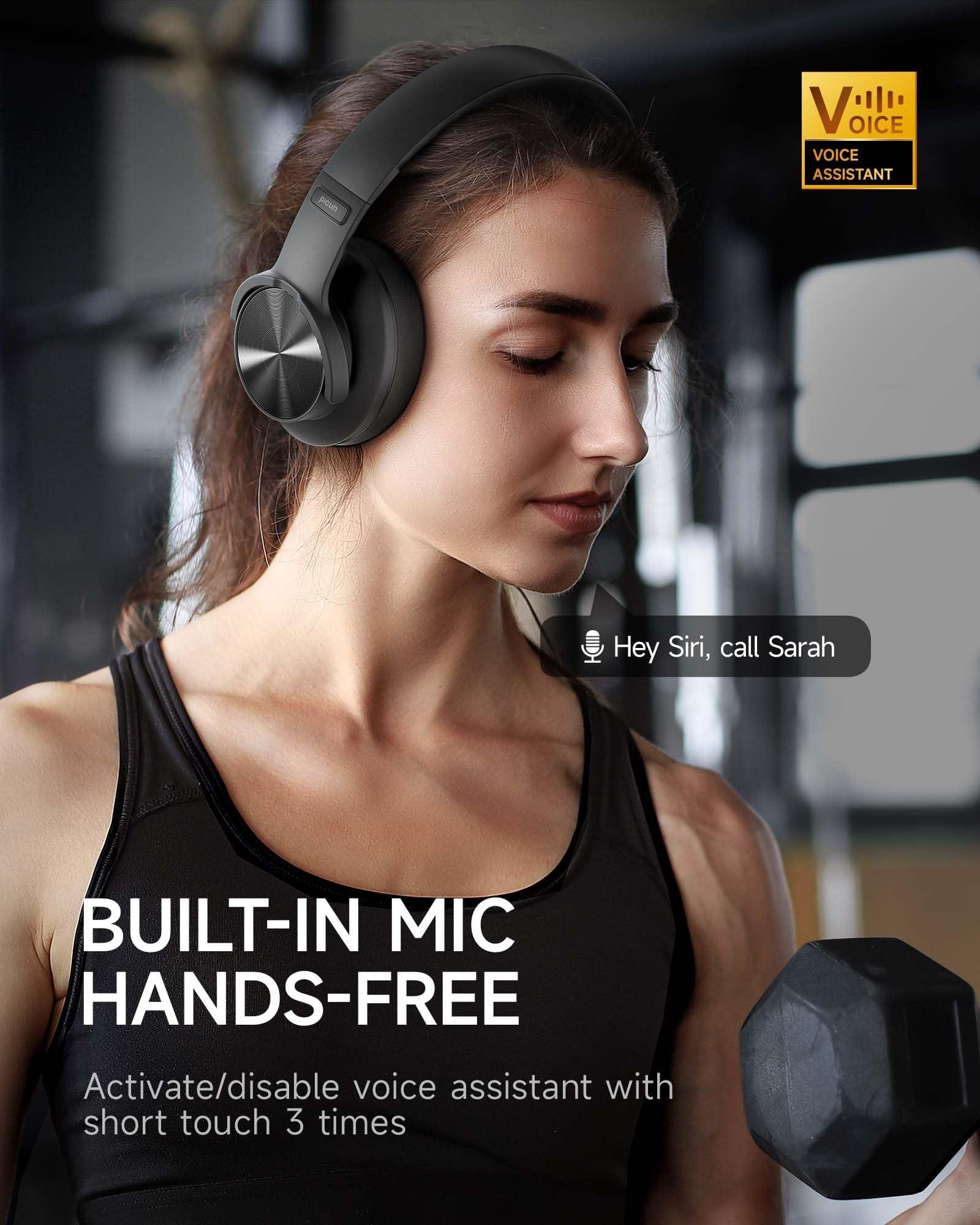 Picun B8 Bluetooth Headphones, 120H Playtime Headphone Wireless Bluetooth with 3 EQ Modes, Low Latency, Hands-Free Calls, Over Ear Headphones for Travel Home Office Cellphone PC Black - Image 4