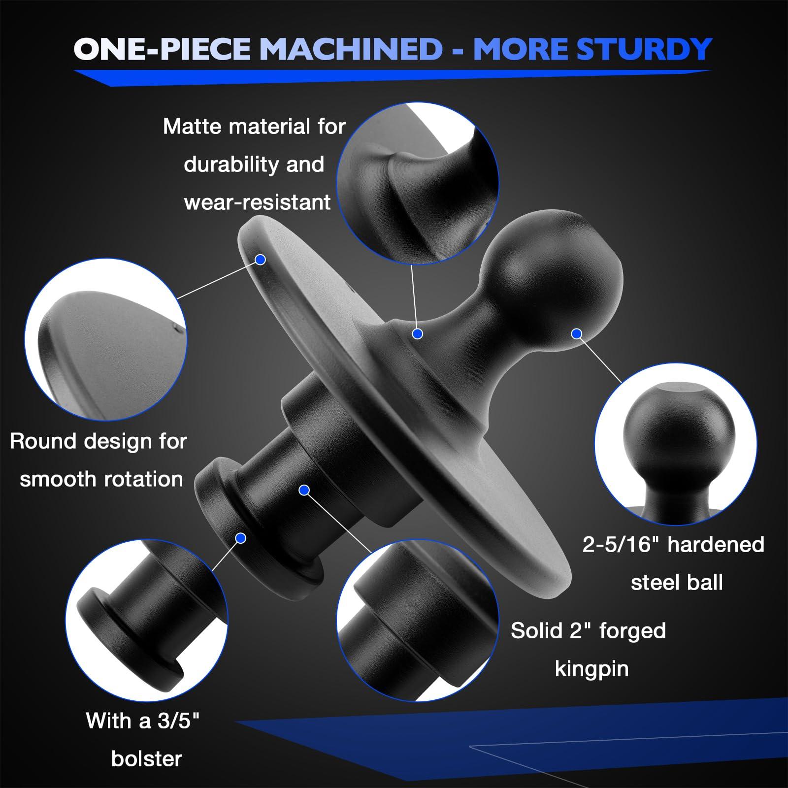 Misakomo Fifth Wheel to Gooseneck Adapter 2085295 - Kingpin to 2-5/16 Inch Ball With 30,000lbs Max Load Capacity - For Tractor and Trailer - Black - Image 3