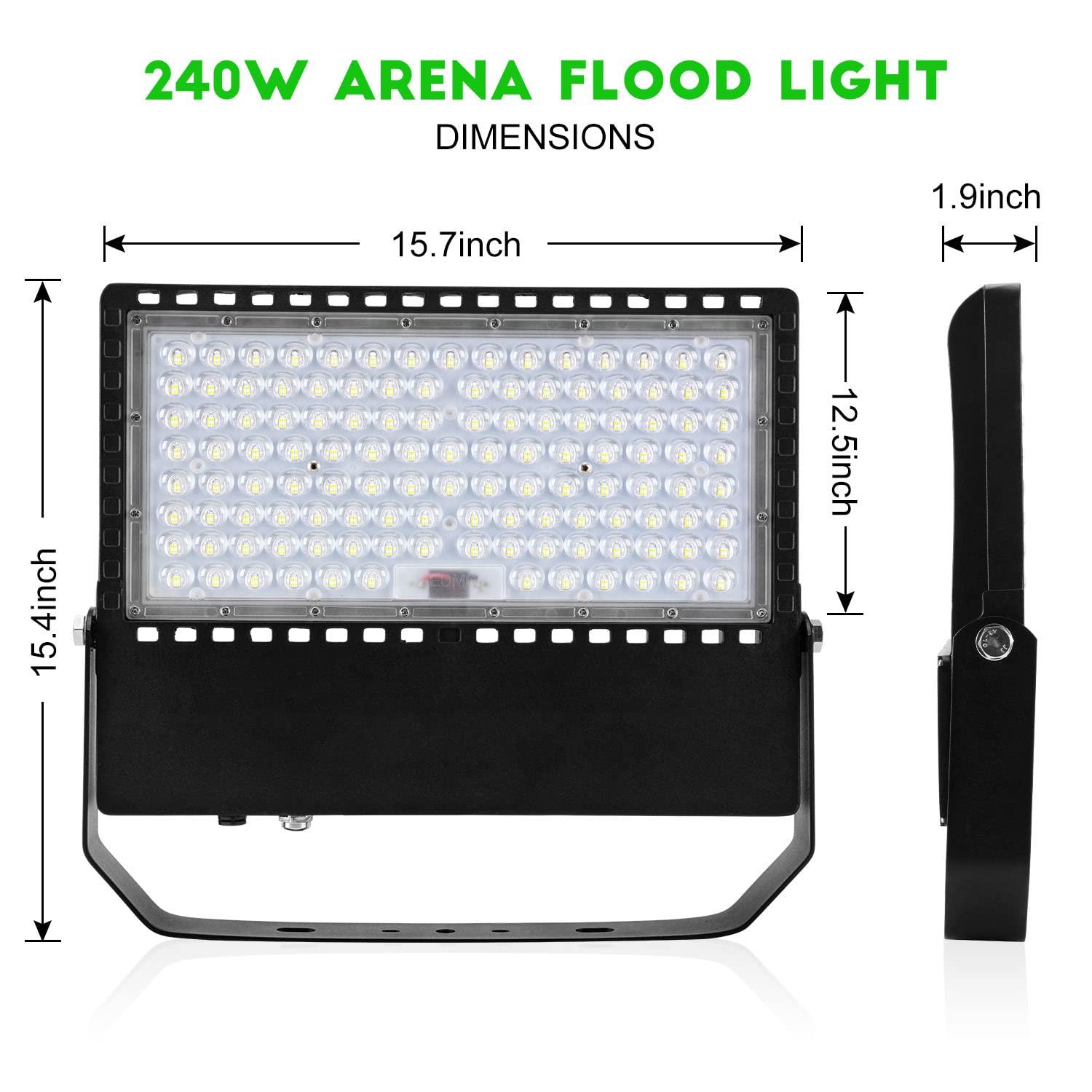 Juyace Led Stadium Flood Light Outdoor 36000Lm 1500W Equivalent Super Bright Commercial Area Lighting 100-277V 5000K Daylight IP65 Waterproof Arena Lights for Sport Fields and Courts - Image 8