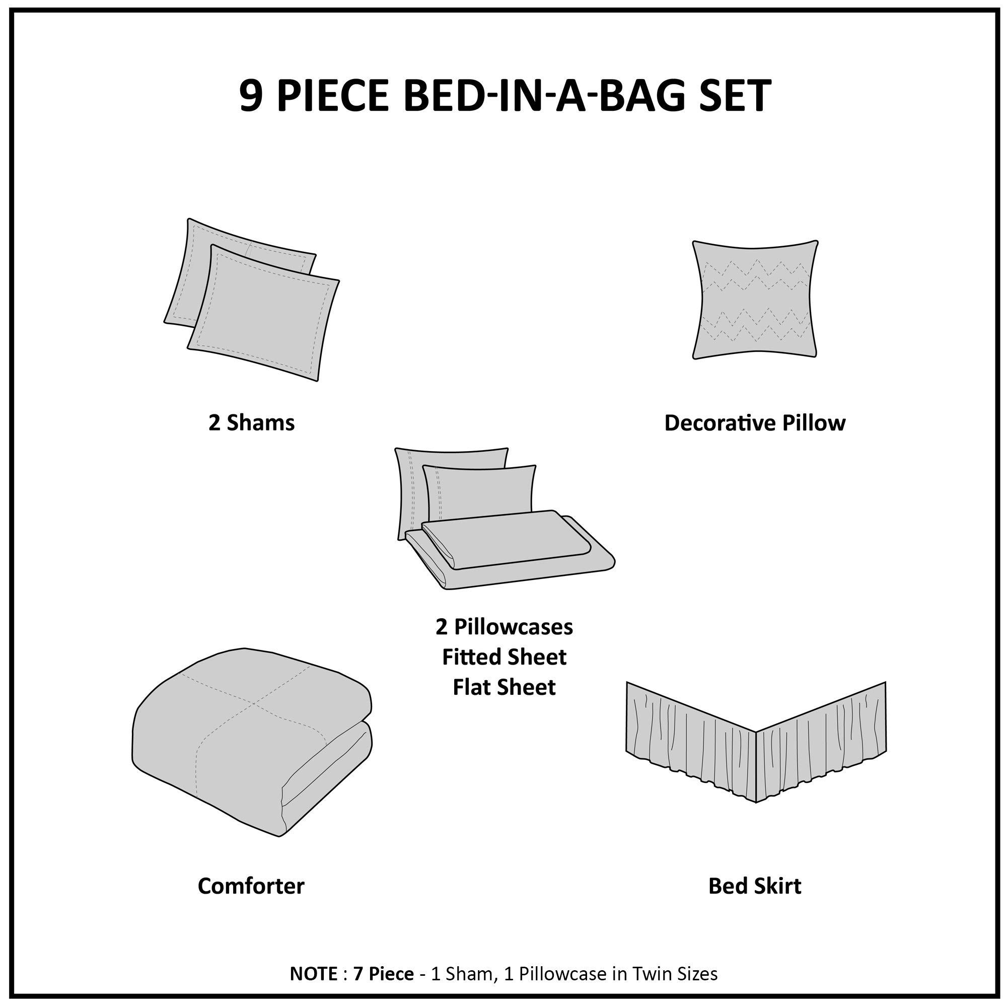 Madison Park Essentials Queen Comforter Set, Bed in a Bag Queen, Watercolor Print Coastal Comforter & Chambray Cotton Sheet Set, All Season Bedding Set, Saben, Aqua Queen (90 in x 90 in) 9 Piece - Image 6