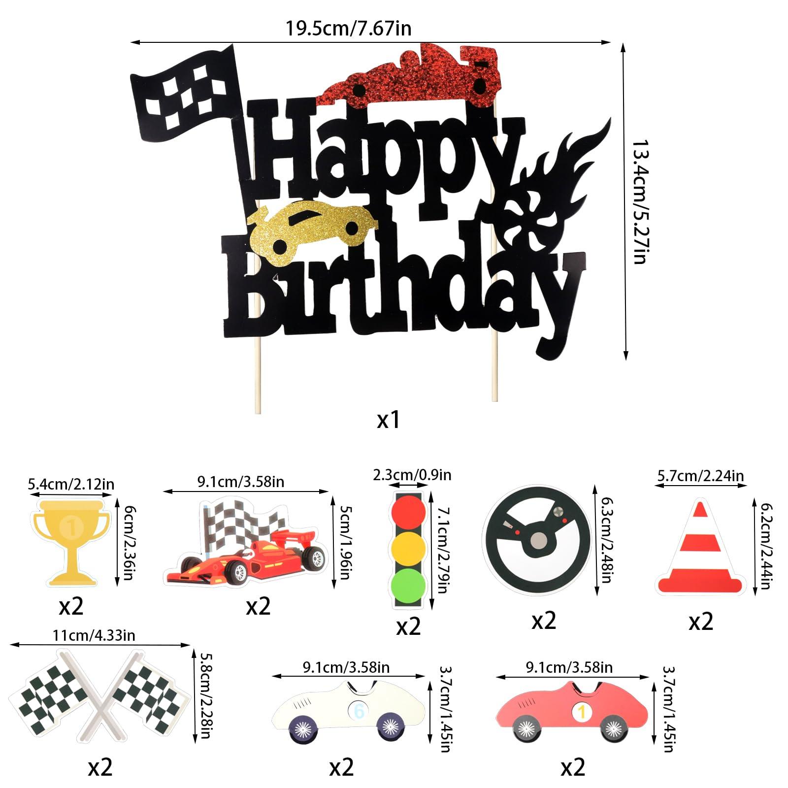 25Pcs Race Car Birthday Party Decorations Set Include Race Car Happy Birthday Banner Race Car Birthday Cupcake Toppers Race Car Garland Hanging Swirls Racing Themed Birthday Party Supplies - Image 3