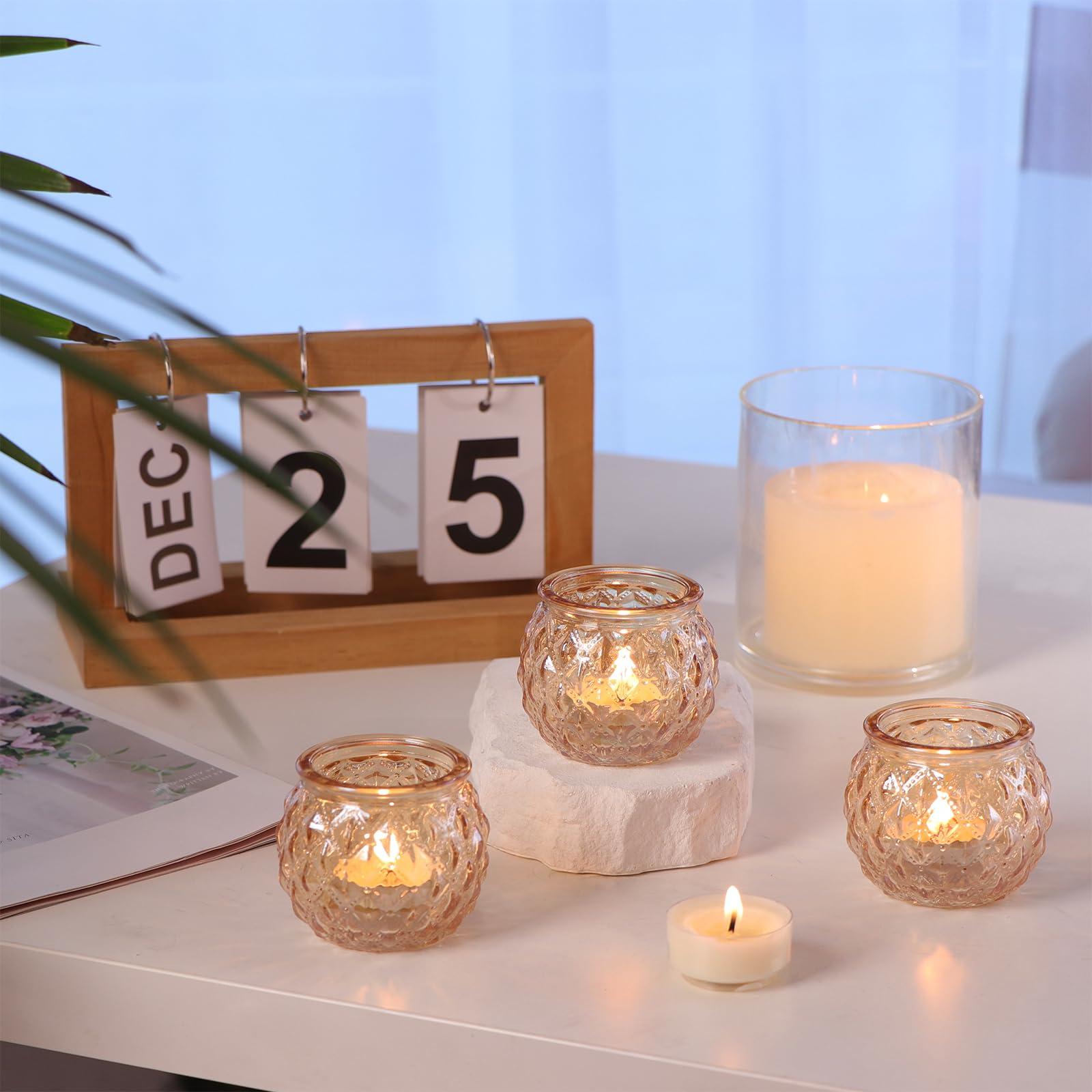 DARJEN 48Pcs Gold Votive Candle Holders - Round Glss Candle Holders Bulk for Table Centerpiece, Tea Lights for Wedding Shower, Party & Home - Image 2