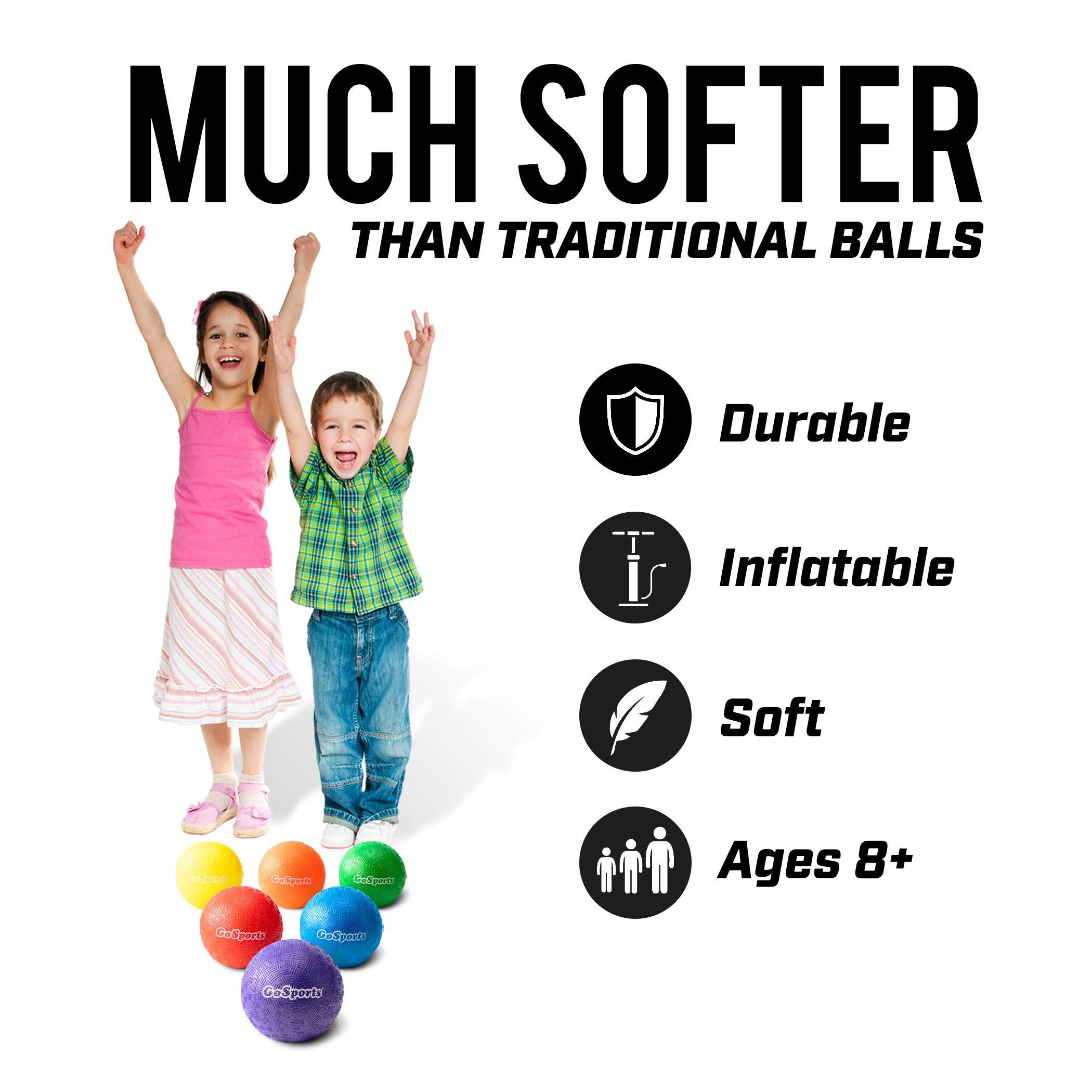 GoSports Inflatable Dodgeballs - Choose 5 Inch or 7 Inch No Sting Balls - Set of 6 Includes Ball Pump & Mesh Bag - Image 5