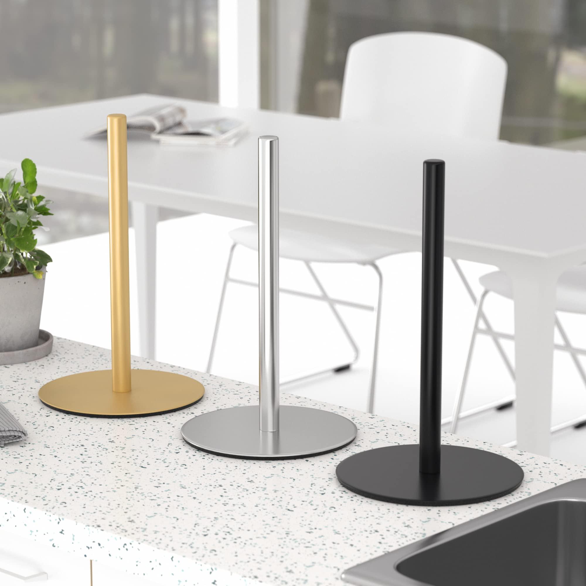 Silver Paper Towel Holder Free-Standing, Premium Stainless Steel Paper Rolls Organizer, Classic Fashion Kitchen Roll Dispenser - Image 2